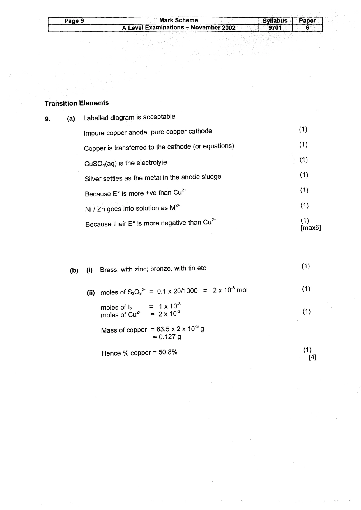 Mark scheme, page 10 of 11