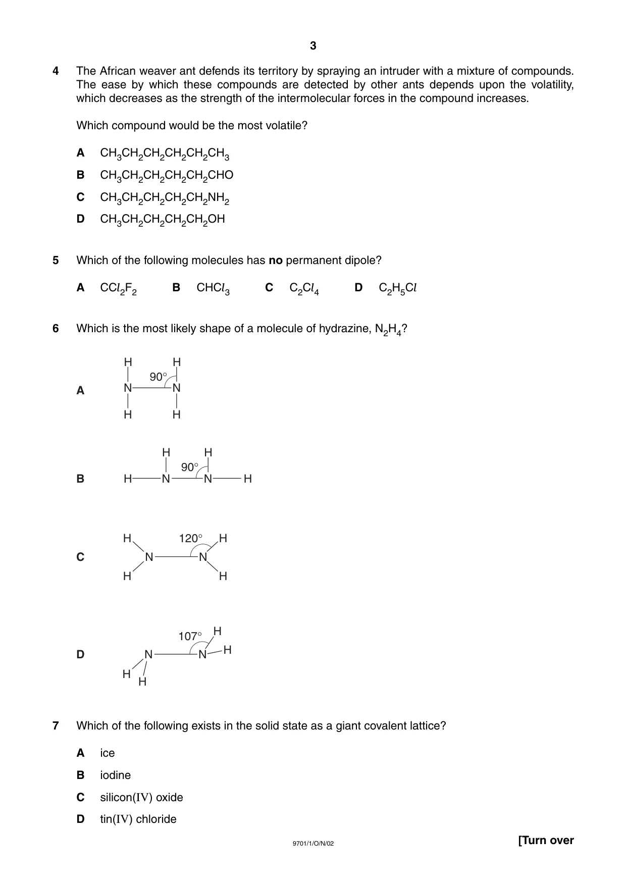 Cambridge A Level Chemistry 9701 2002 Oct/Nov Paper 1 · Variant 1 question paper, page 3 of 16