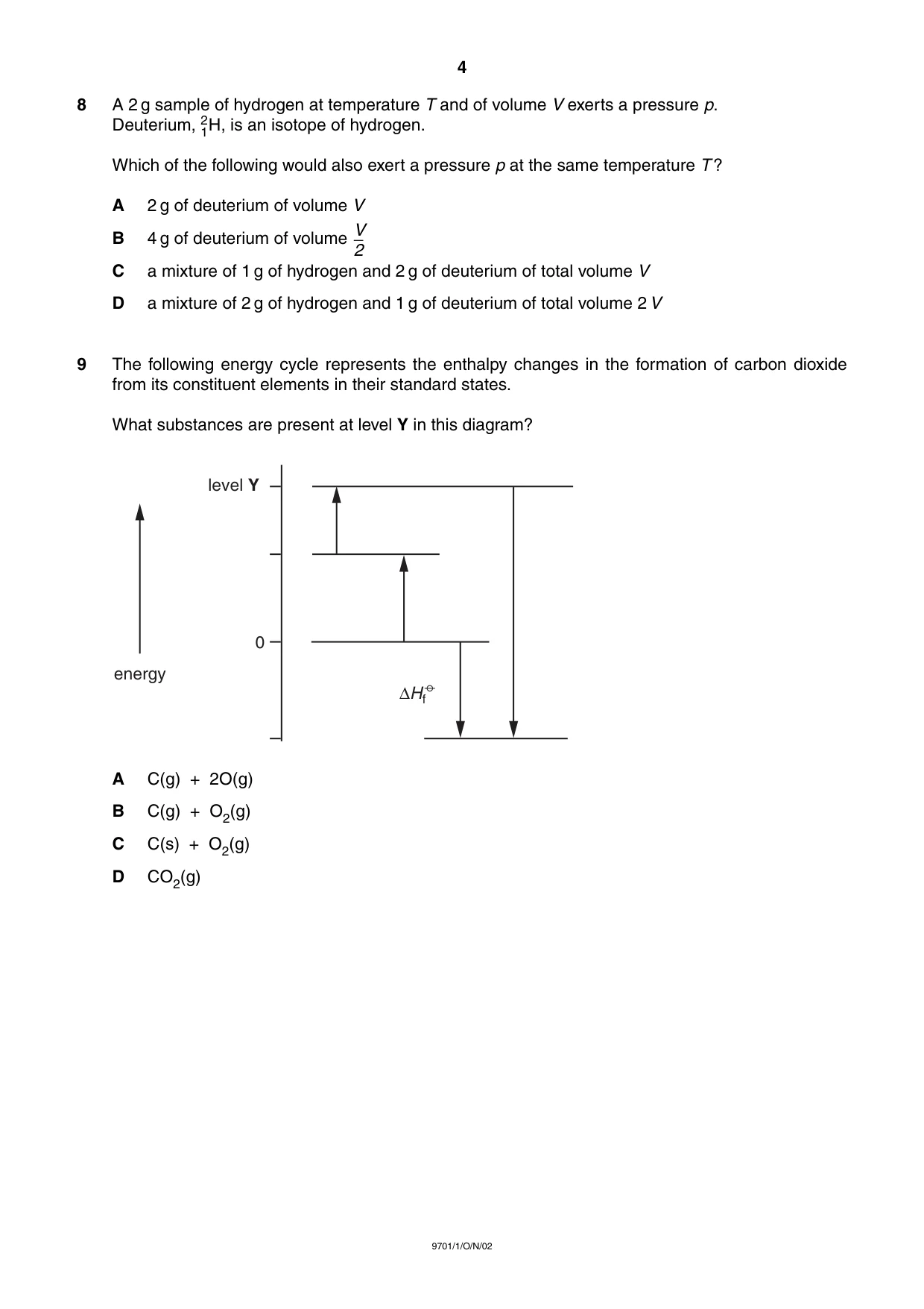 Cambridge A Level Chemistry 9701 2002 Oct/Nov Paper 1 · Variant 1 question paper, page 4 of 16