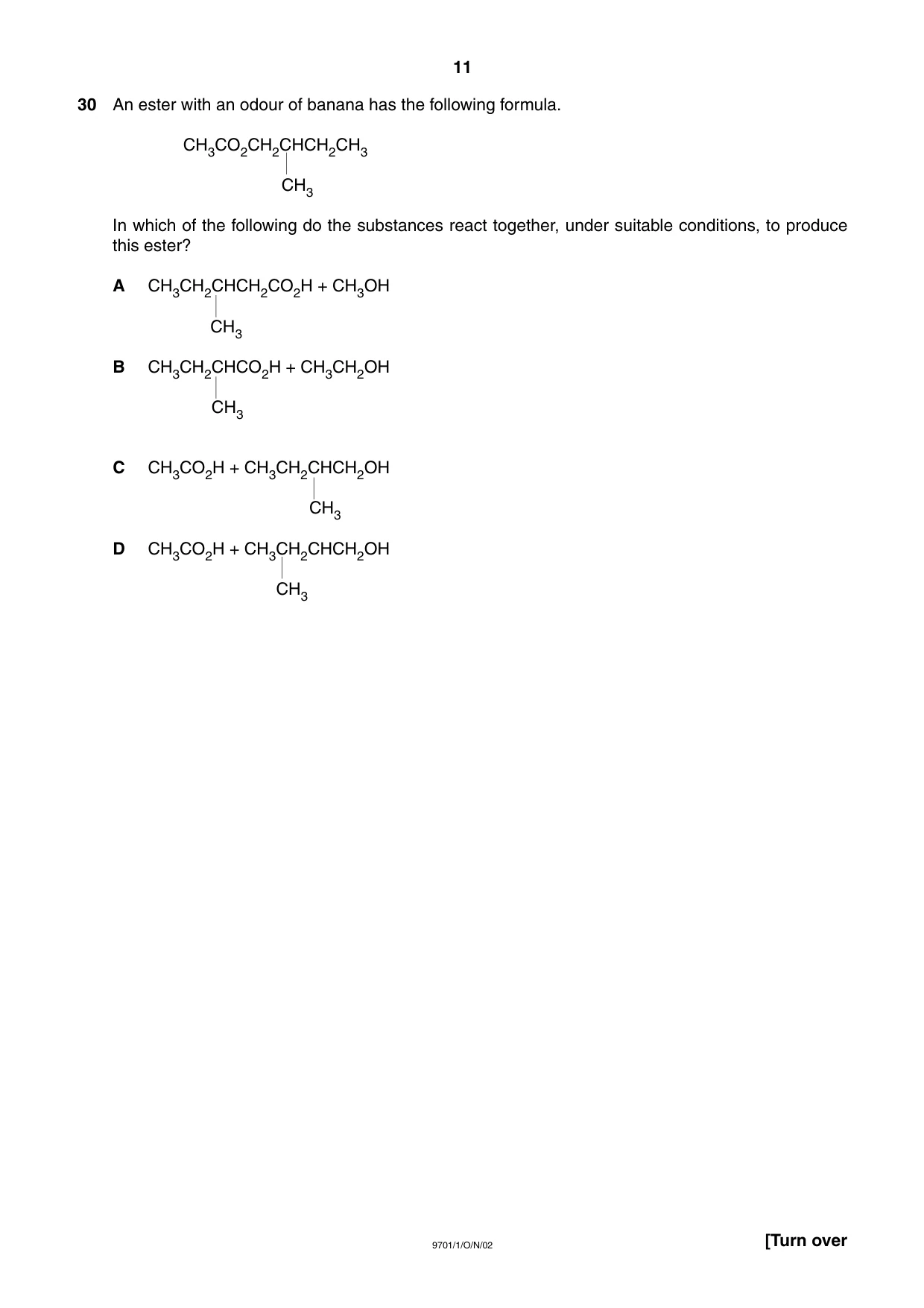 Cambridge A Level Chemistry 9701 2002 Oct/Nov Paper 1 · Variant 1 question paper, page 11 of 16