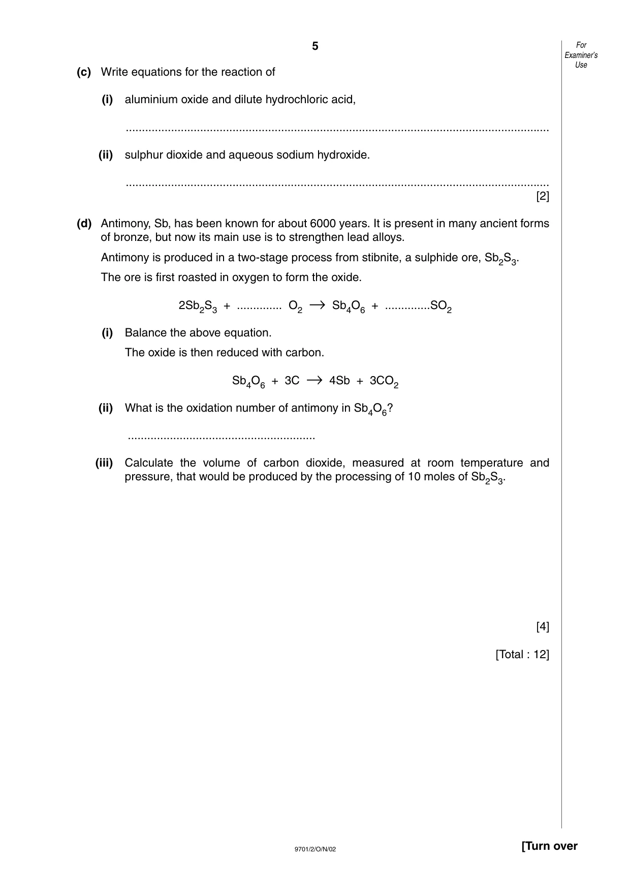Cambridge A Level Chemistry 9701 2002 Oct/Nov Paper 2 · Variant 1 question paper, page 5 of 12