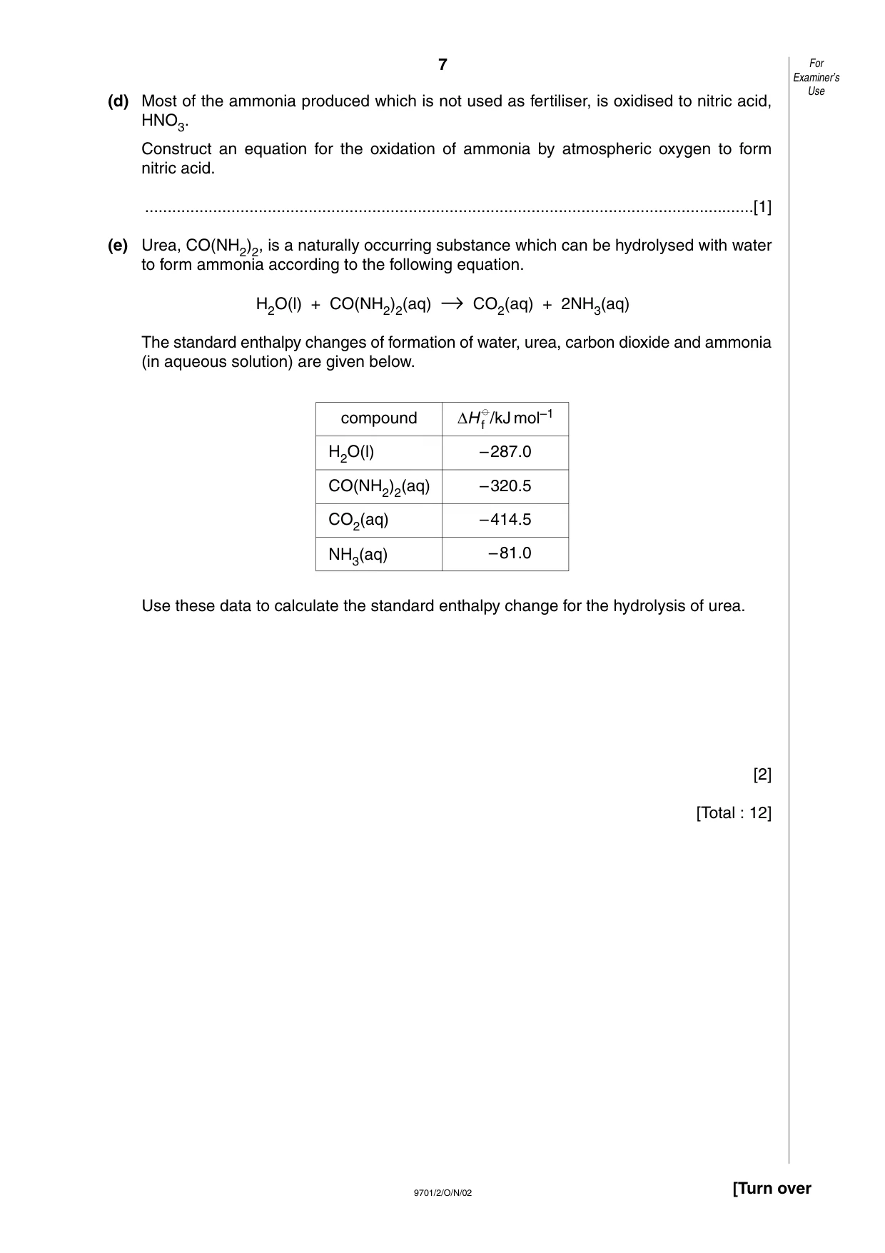 Cambridge A Level Chemistry 9701 2002 Oct/Nov Paper 2 · Variant 1 question paper, page 7 of 12
