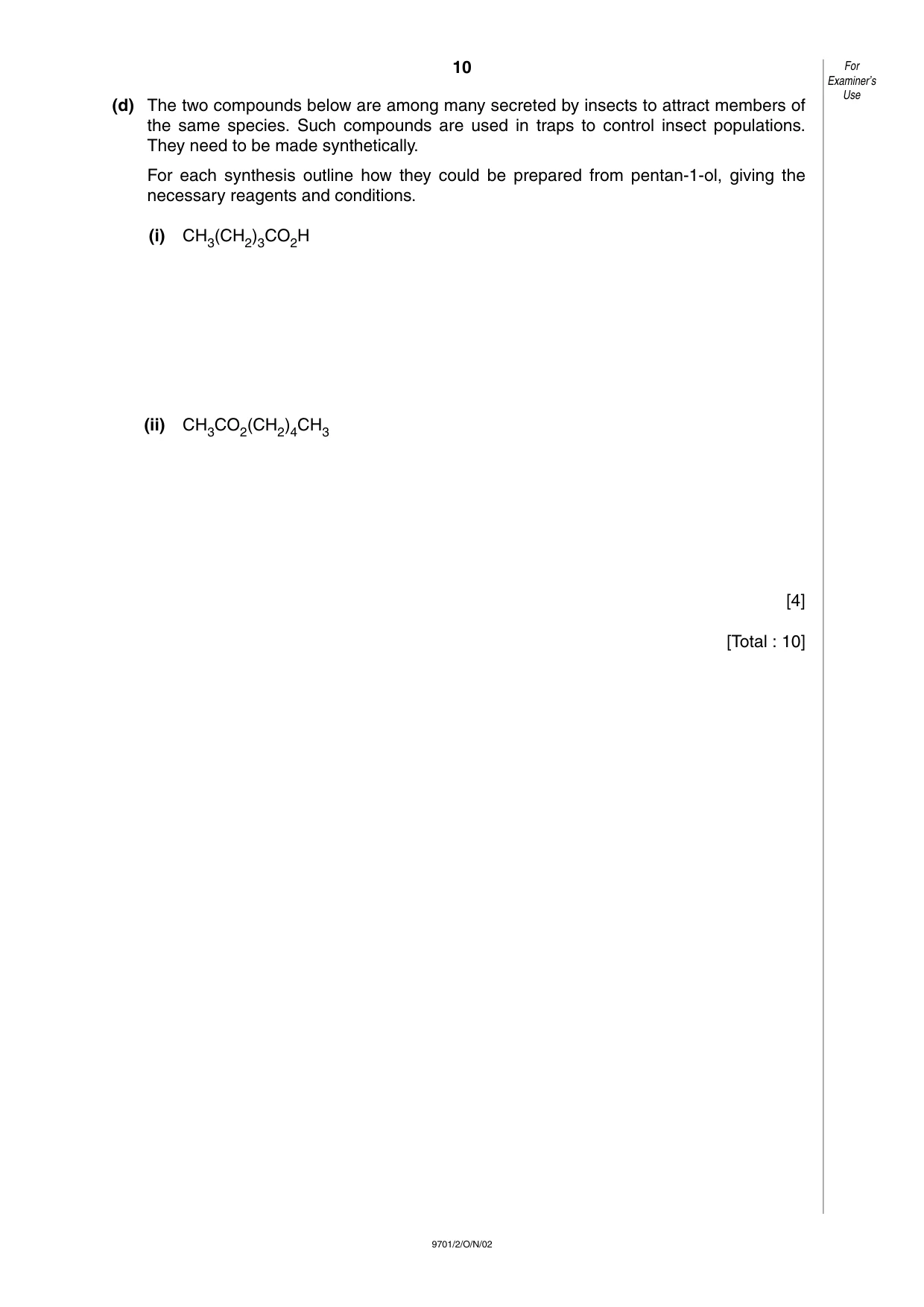 Cambridge A Level Chemistry 9701 2002 Oct/Nov Paper 2 · Variant 1 question paper, page 10 of 12