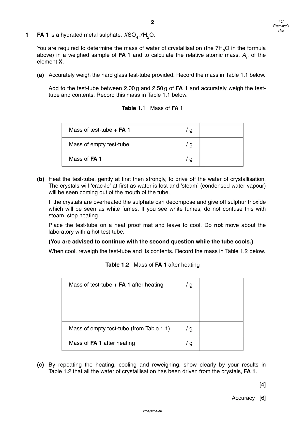 Cambridge A Level Chemistry 9701 2002 Oct/Nov Paper 3 · Variant 1 question paper, page 2 of 8