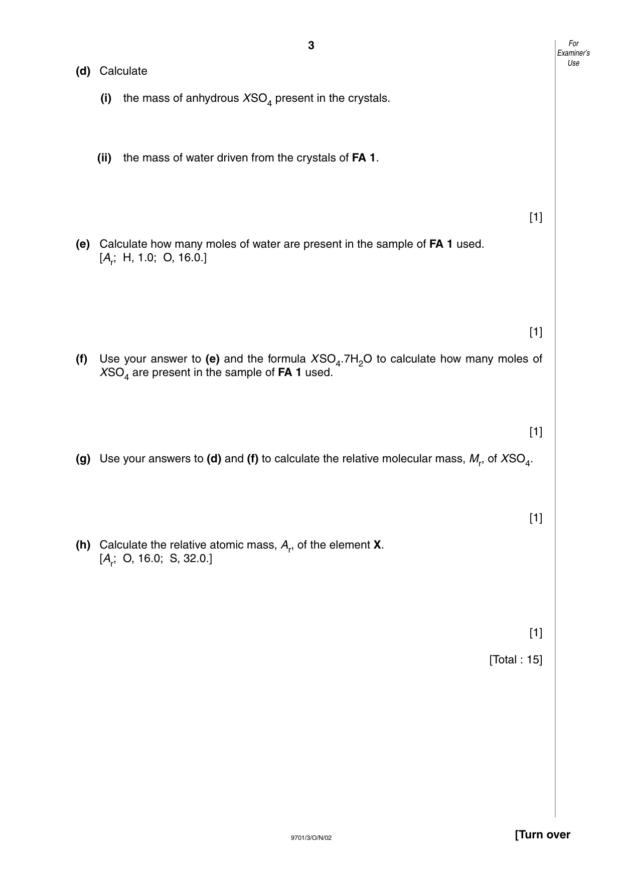 Cambridge A Level Chemistry 9701 2002 Oct/Nov Paper 3 · Variant 1 question paper, page 3 of 8