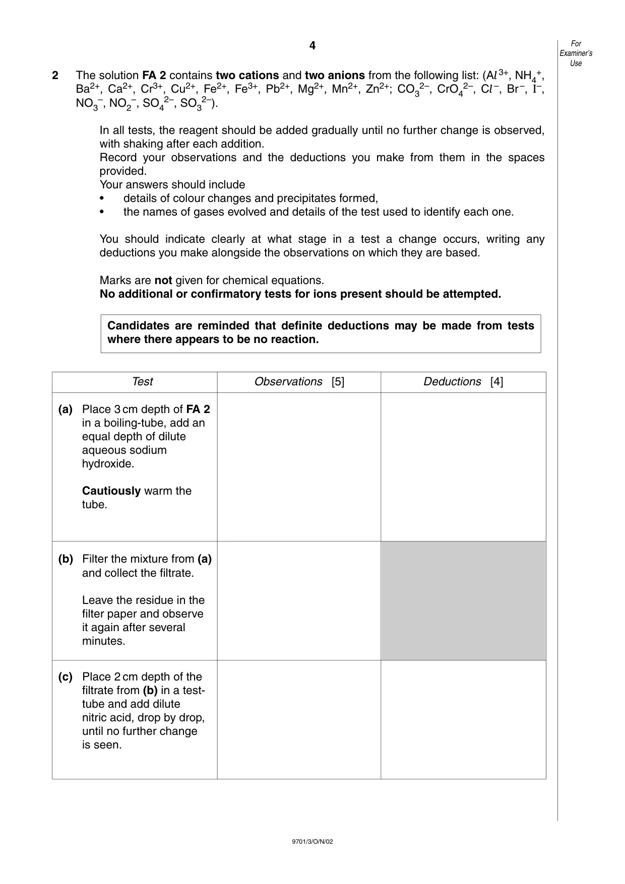 Cambridge A Level Chemistry 9701 2002 Oct/Nov Paper 3 · Variant 1 question paper, page 4 of 8