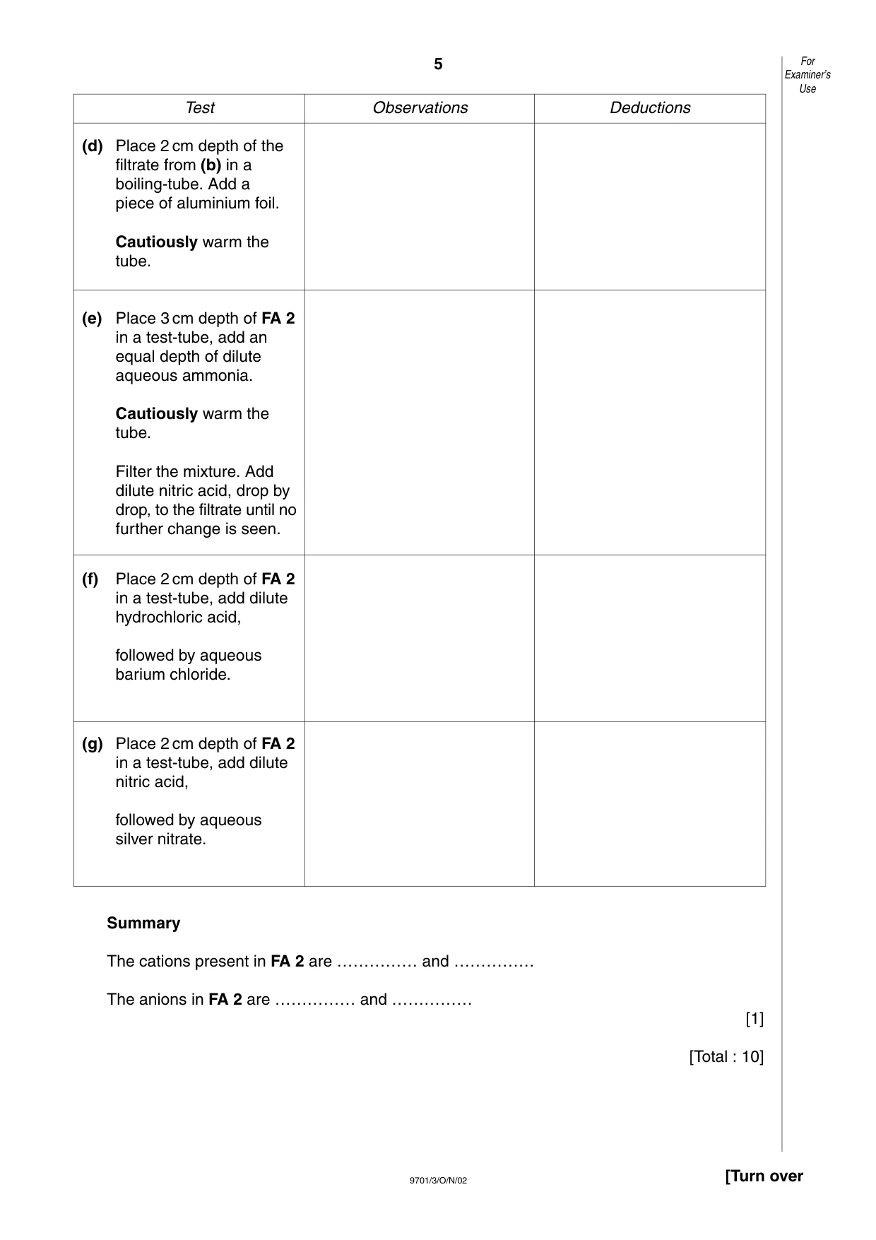 Cambridge A Level Chemistry 9701 2002 Oct/Nov Paper 3 · Variant 1 question paper, page 5 of 8