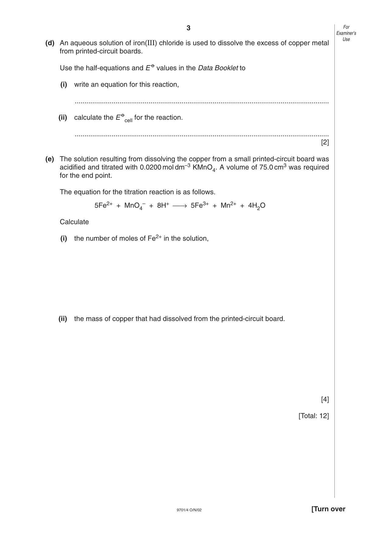 Cambridge A Level Chemistry 9701 2002 Oct/Nov Paper 4 · Variant 1 question paper, page 3 of 12