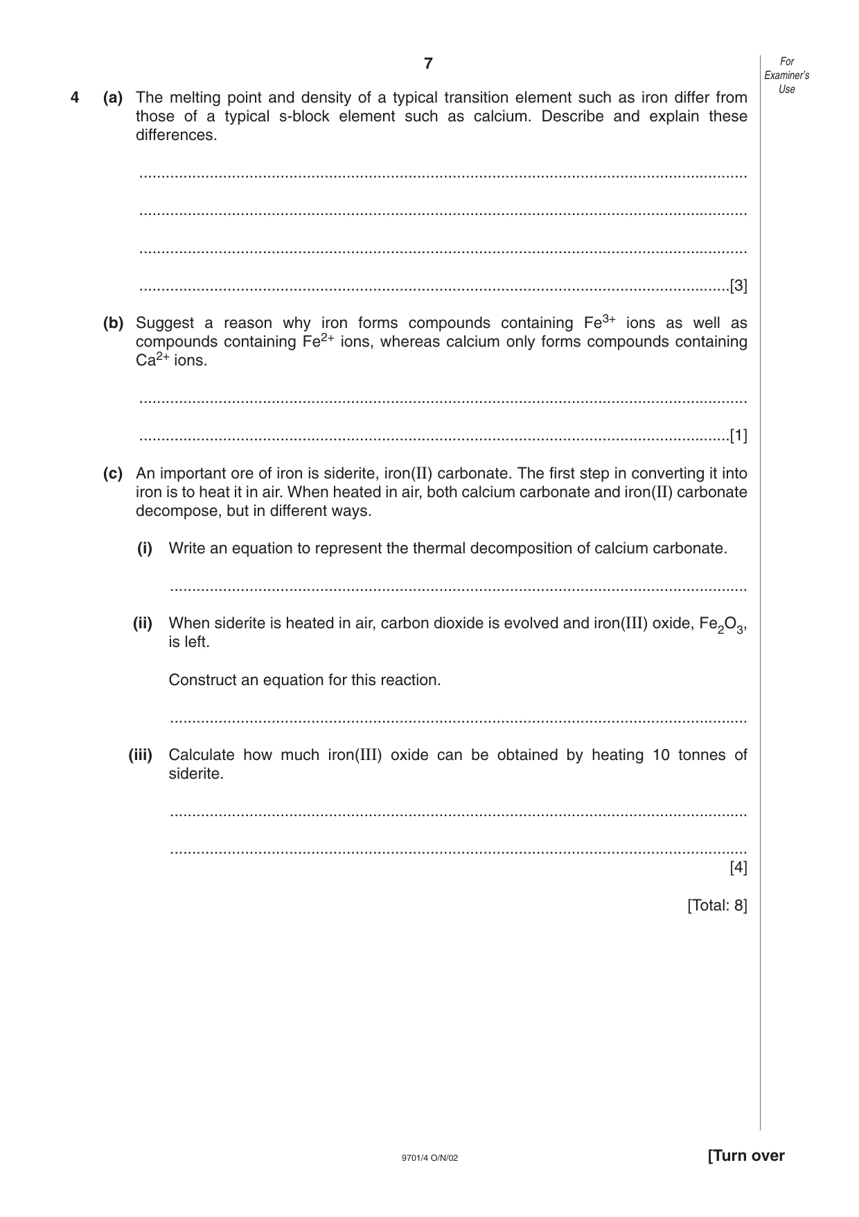 Cambridge A Level Chemistry 9701 2002 Oct/Nov Paper 4 · Variant 1 question paper, page 7 of 12