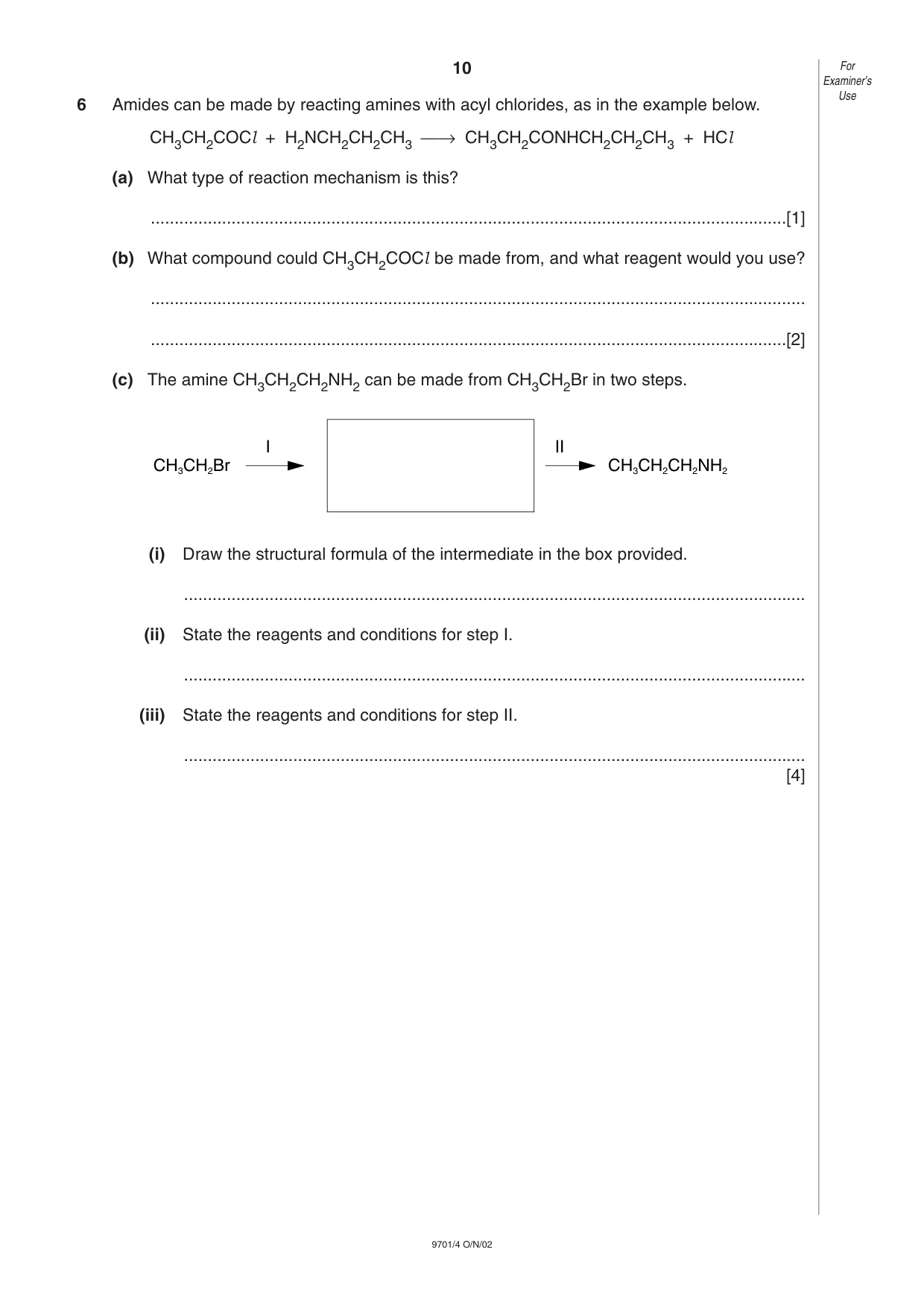 Cambridge A Level Chemistry 9701 2002 Oct/Nov Paper 4 · Variant 1 question paper, page 10 of 12