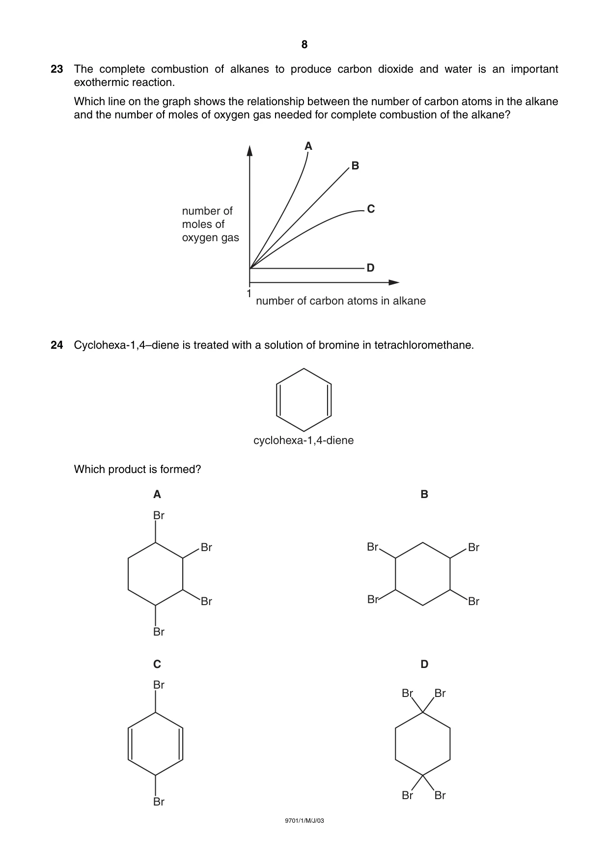 Cambridge A Level Chemistry 9701 2003 May/June Paper 1 · Variant 1 question paper, page 8 of 16