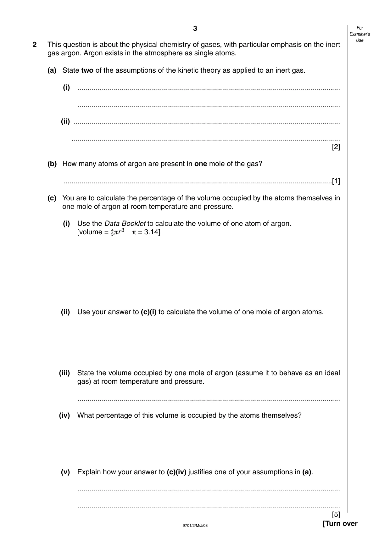 Cambridge A Level Chemistry 9701 2003 May/June Paper 2 · Variant 1 question paper, page 3 of 12