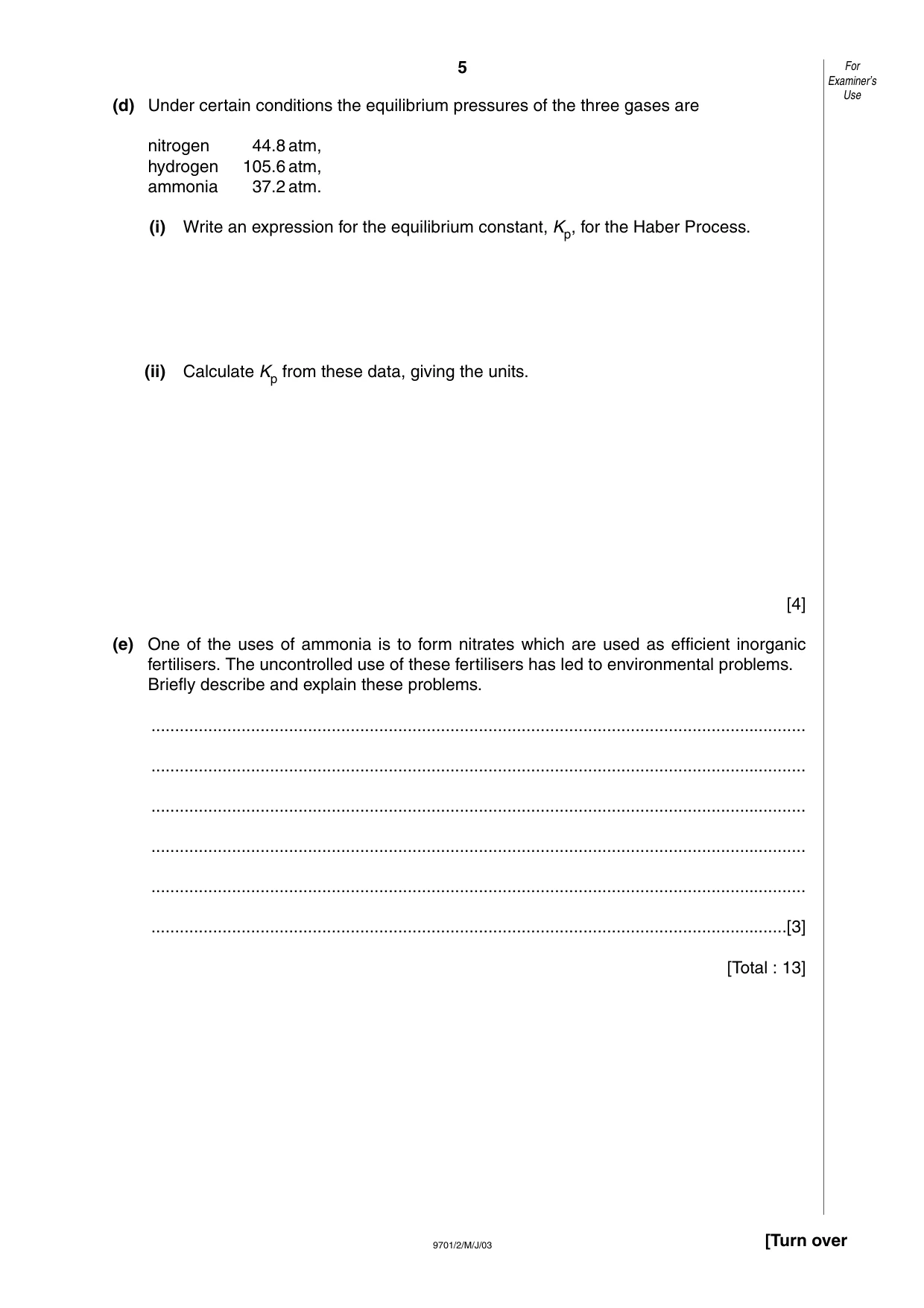 Cambridge A Level Chemistry 9701 2003 May/June Paper 2 · Variant 1 question paper, page 5 of 12