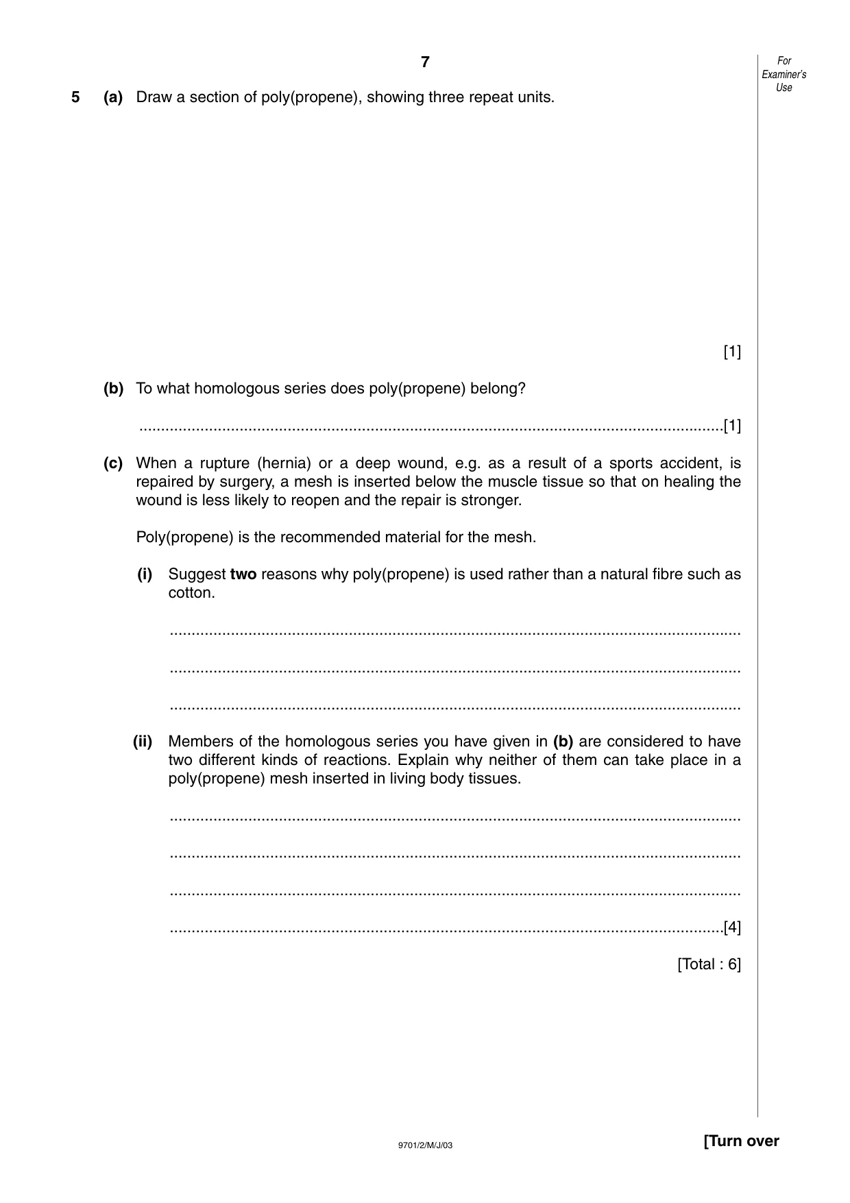 Cambridge A Level Chemistry 9701 2003 May/June Paper 2 · Variant 1 question paper, page 7 of 12