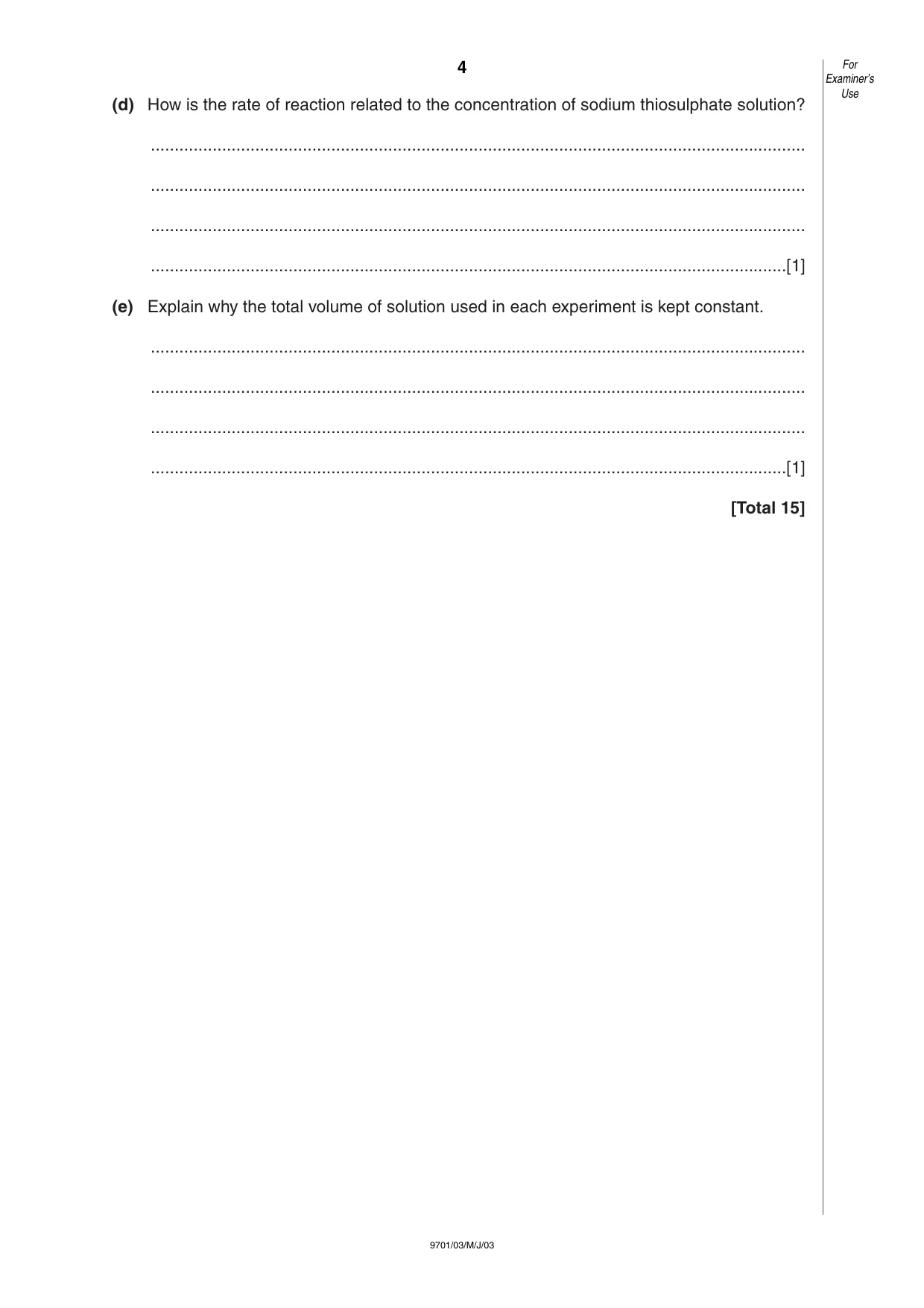 Cambridge A Level Chemistry 9701 2003 May/June Paper 3 · Variant 1 question paper, page 4 of 8