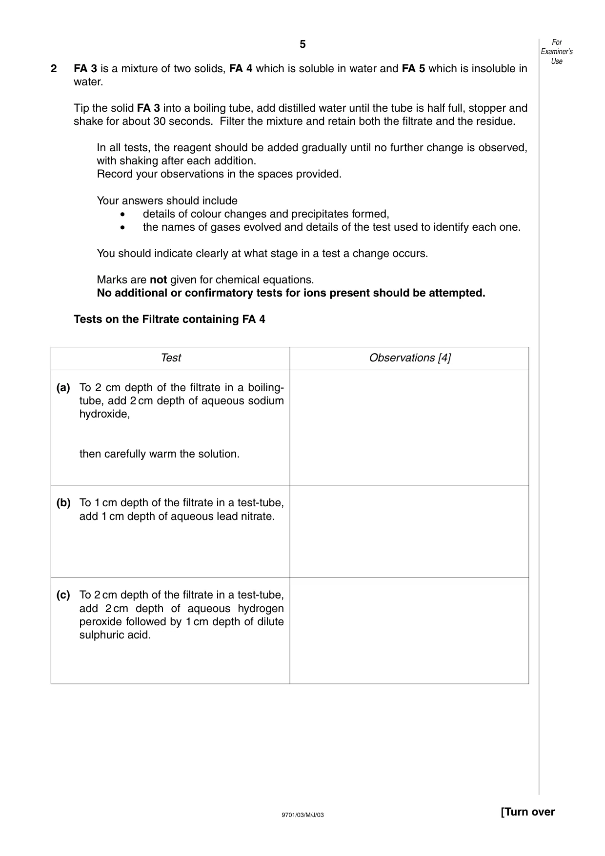 Cambridge A Level Chemistry 9701 2003 May/June Paper 3 · Variant 1 question paper, page 5 of 8