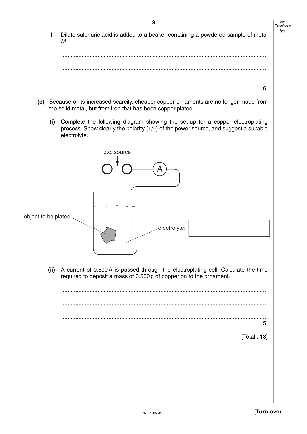 Cambridge A Level Chemistry 9701 2003 May/June Paper 4 · Variant 1 question paper, page 3 of 12