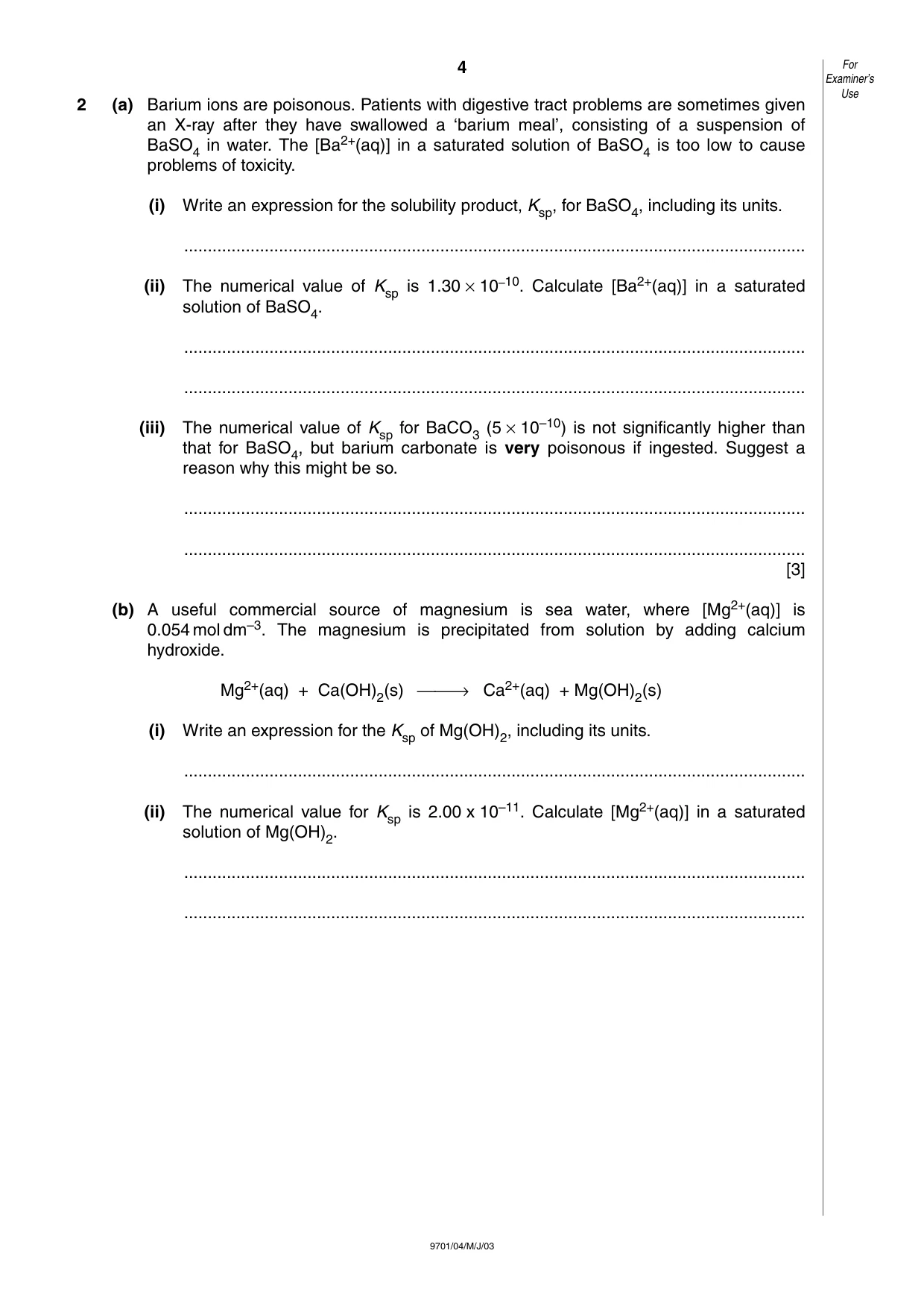 Cambridge A Level Chemistry 9701 2003 May/June Paper 4 · Variant 1 question paper, page 4 of 12