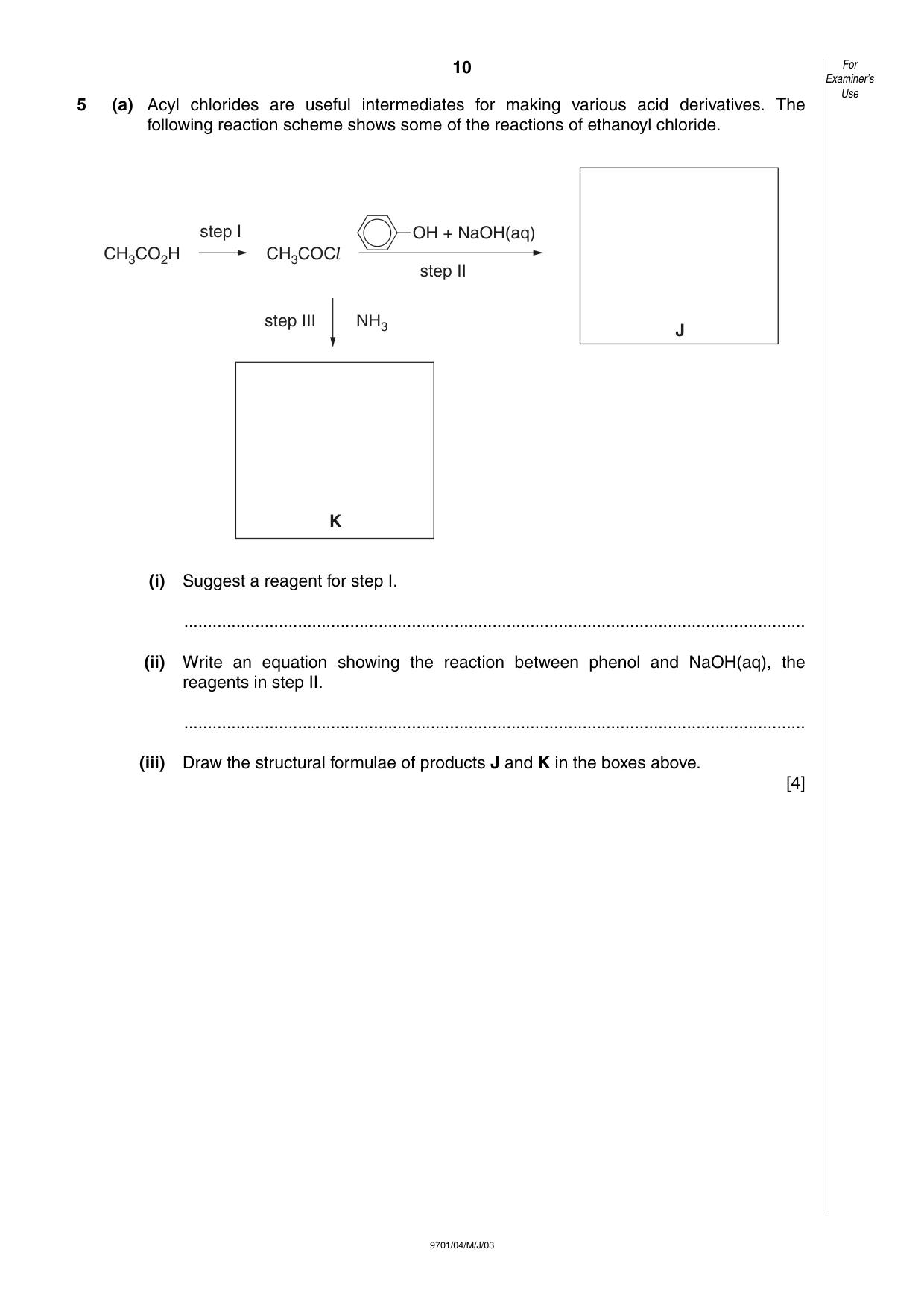 Cambridge A Level Chemistry 9701 2003 May/June Paper 4 · Variant 1 question paper, page 10 of 12