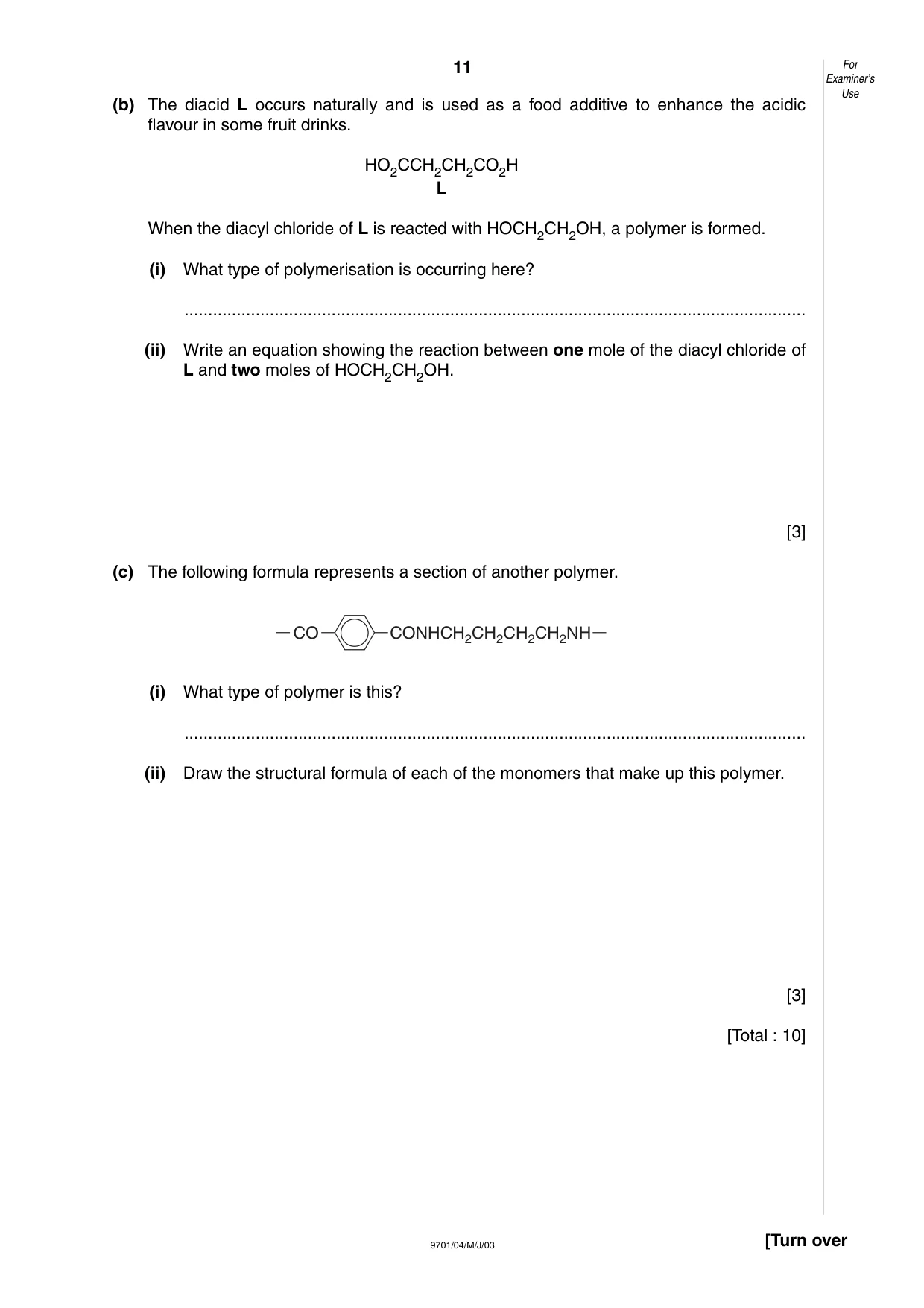 Cambridge A Level Chemistry 9701 2003 May/June Paper 4 · Variant 1 question paper, page 11 of 12