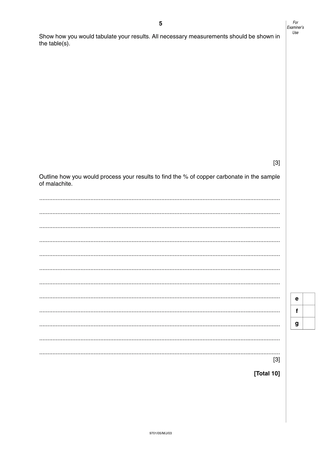 Cambridge A Level Chemistry 9701 2003 May/June Paper 5 · Variant 1 question paper, page 5 of 8