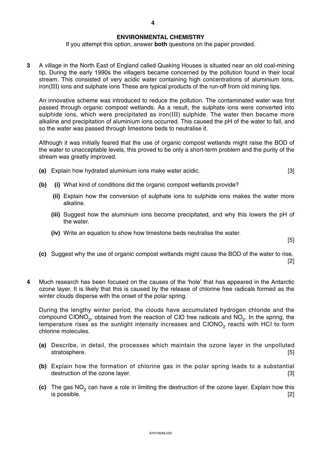 Cambridge A Level Chemistry 9701 2003 May/June Paper 6 · Variant 1 question paper, page 4 of 8