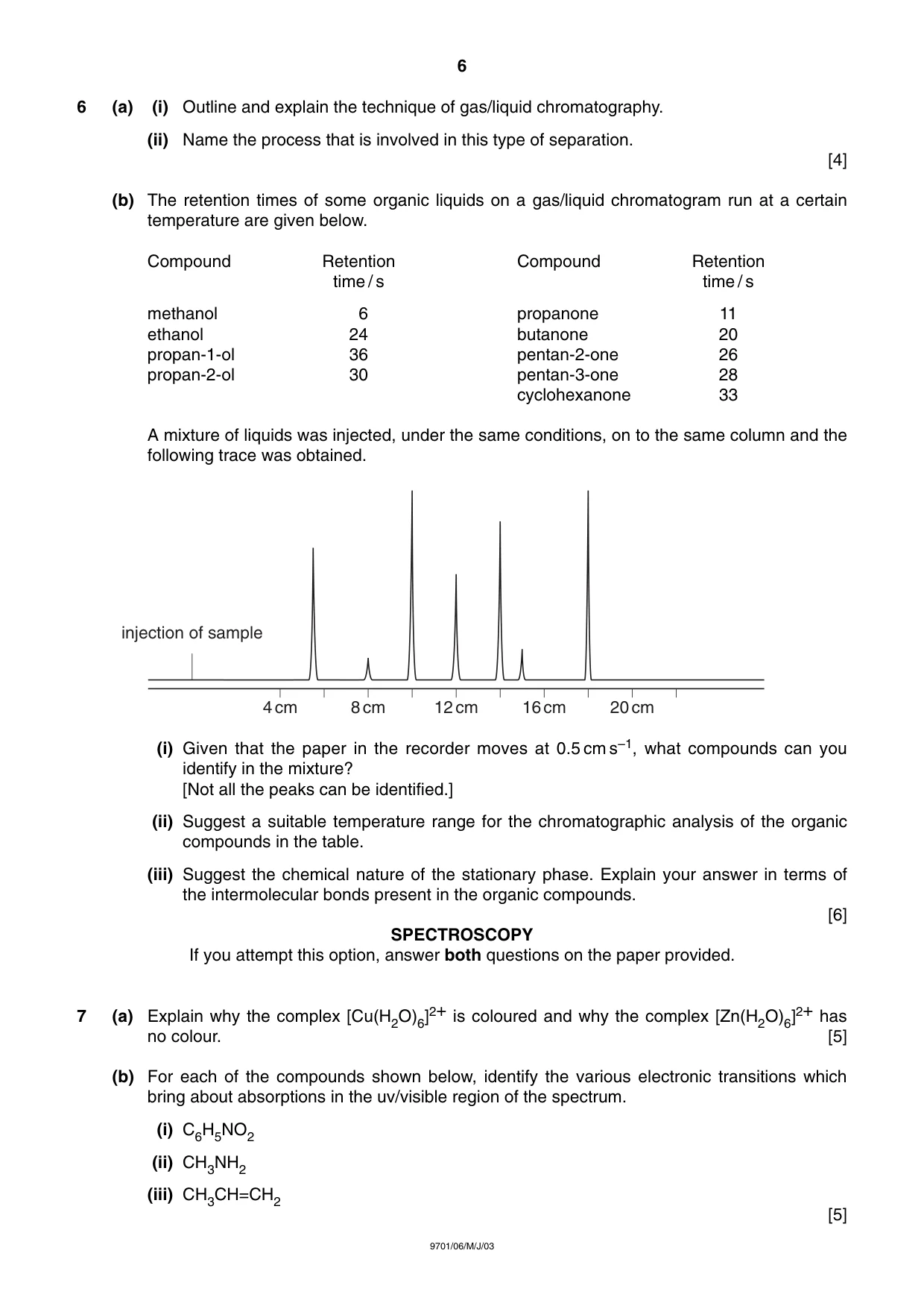 Cambridge A Level Chemistry 9701 2003 May/June Paper 6 · Variant 1 question paper, page 6 of 8