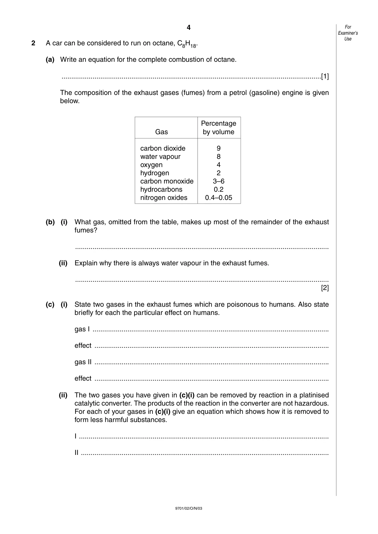 Cambridge A Level Chemistry 9701 2003 Oct/Nov Paper 2 · Variant 1 question paper, page 4 of 12
