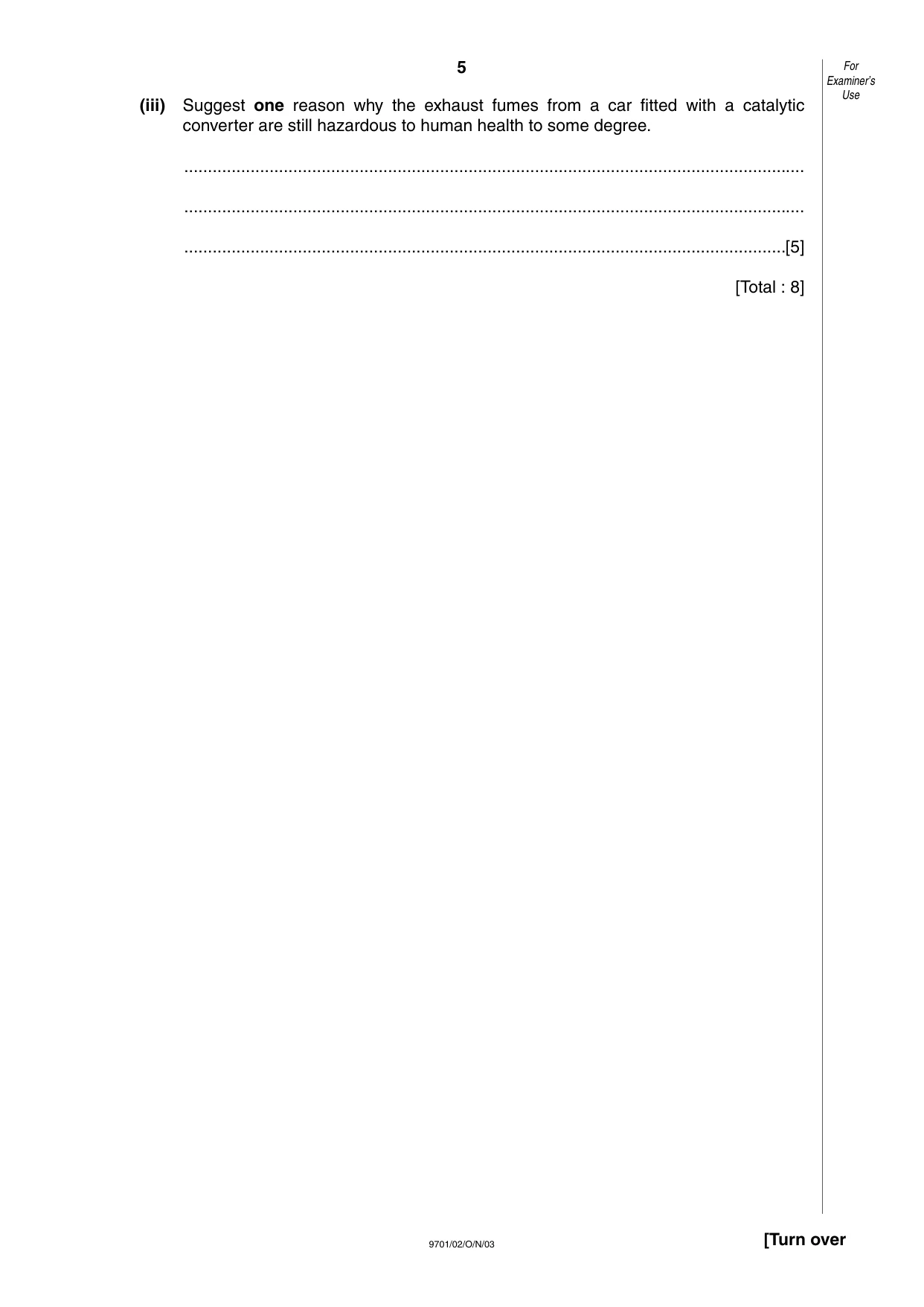 Cambridge A Level Chemistry 9701 2003 Oct/Nov Paper 2 · Variant 1 question paper, page 5 of 12