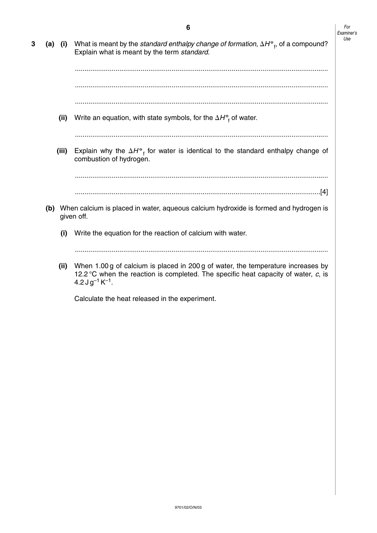 Cambridge A Level Chemistry 9701 2003 Oct/Nov Paper 2 · Variant 1 question paper, page 6 of 12