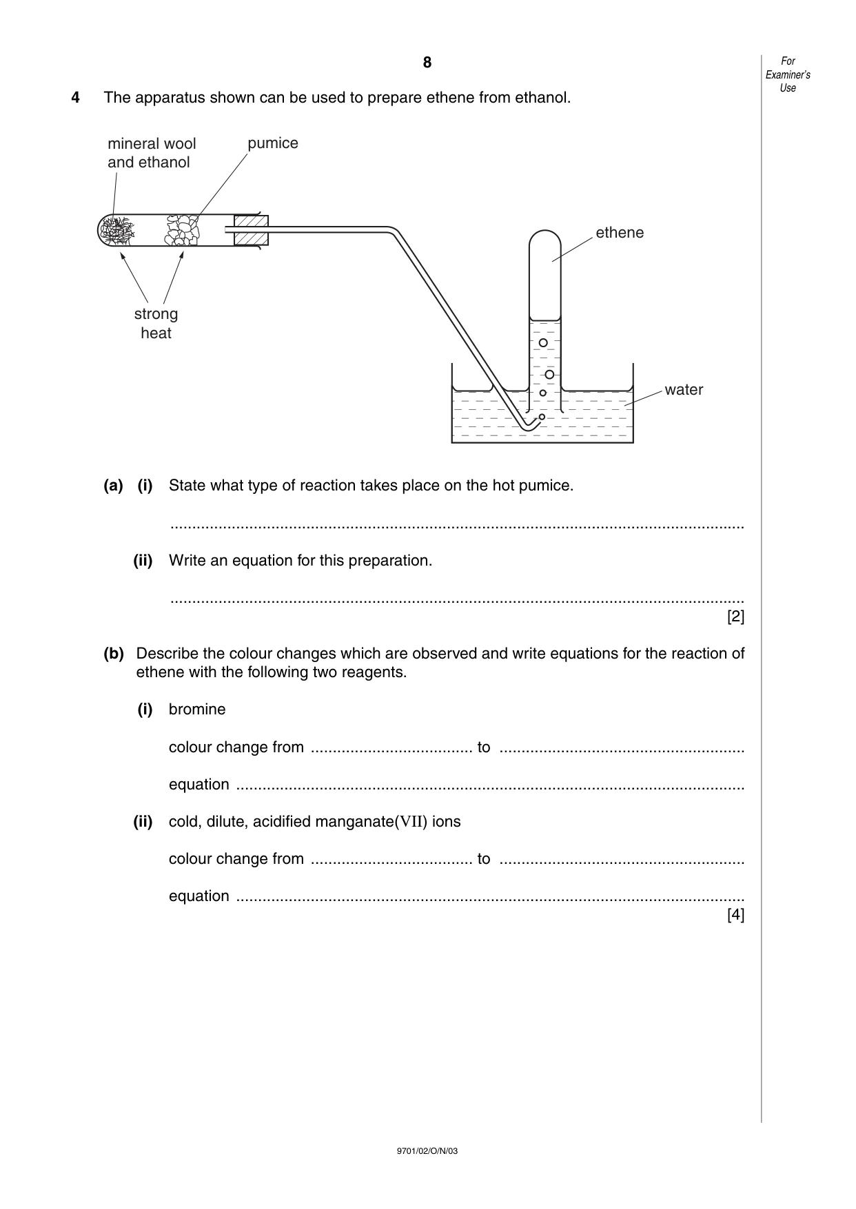 Cambridge A Level Chemistry 9701 2003 Oct/Nov Paper 2 · Variant 1 question paper, page 8 of 12