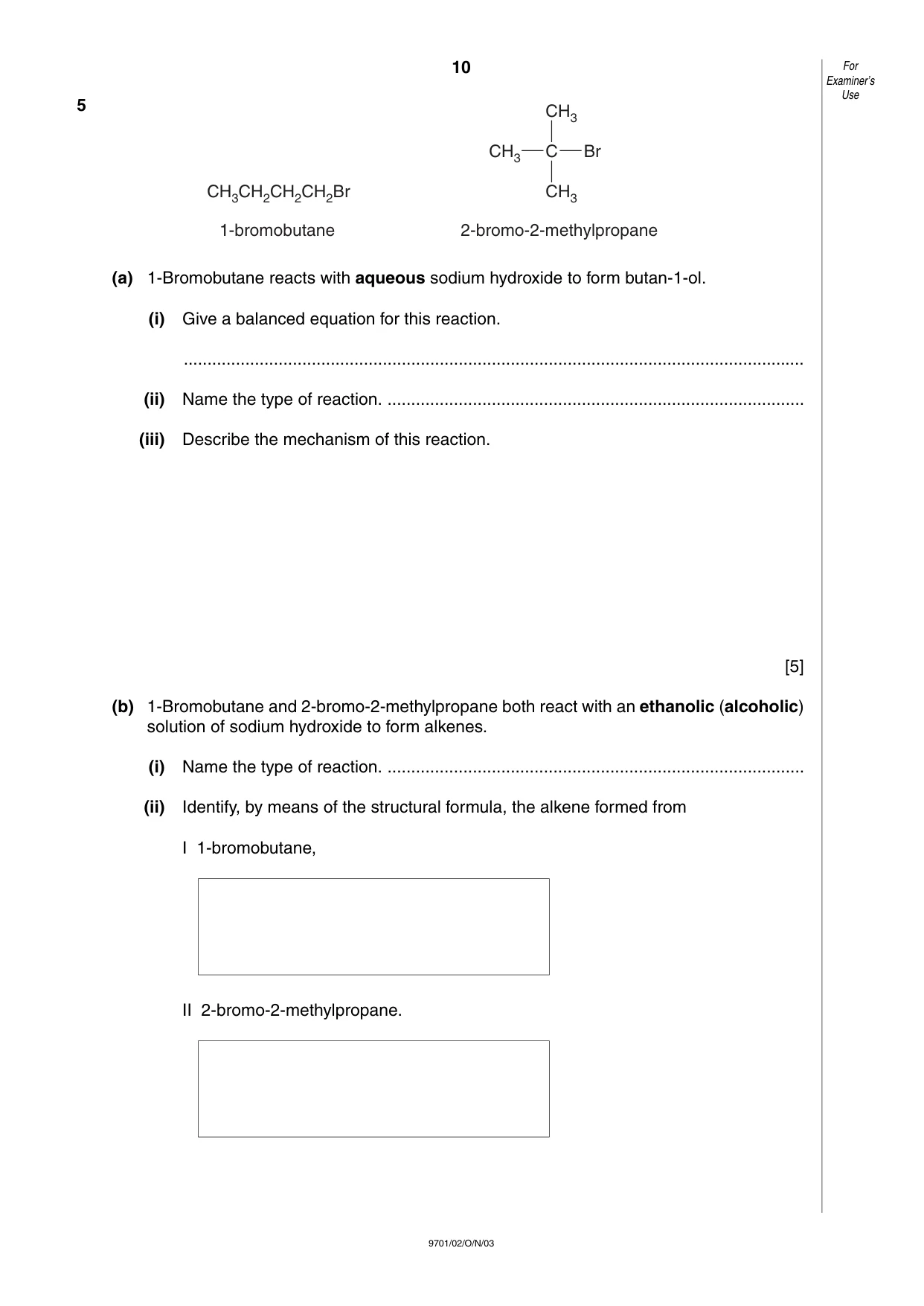 Cambridge A Level Chemistry 9701 2003 Oct/Nov Paper 2 · Variant 1 question paper, page 10 of 12