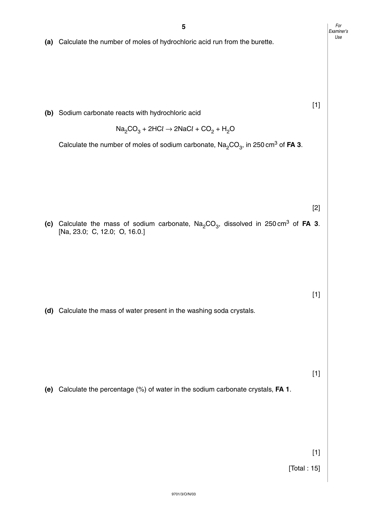 Cambridge A Level Chemistry 9701 2003 Oct/Nov Paper 3 · Variant 1 question paper, page 5 of 8