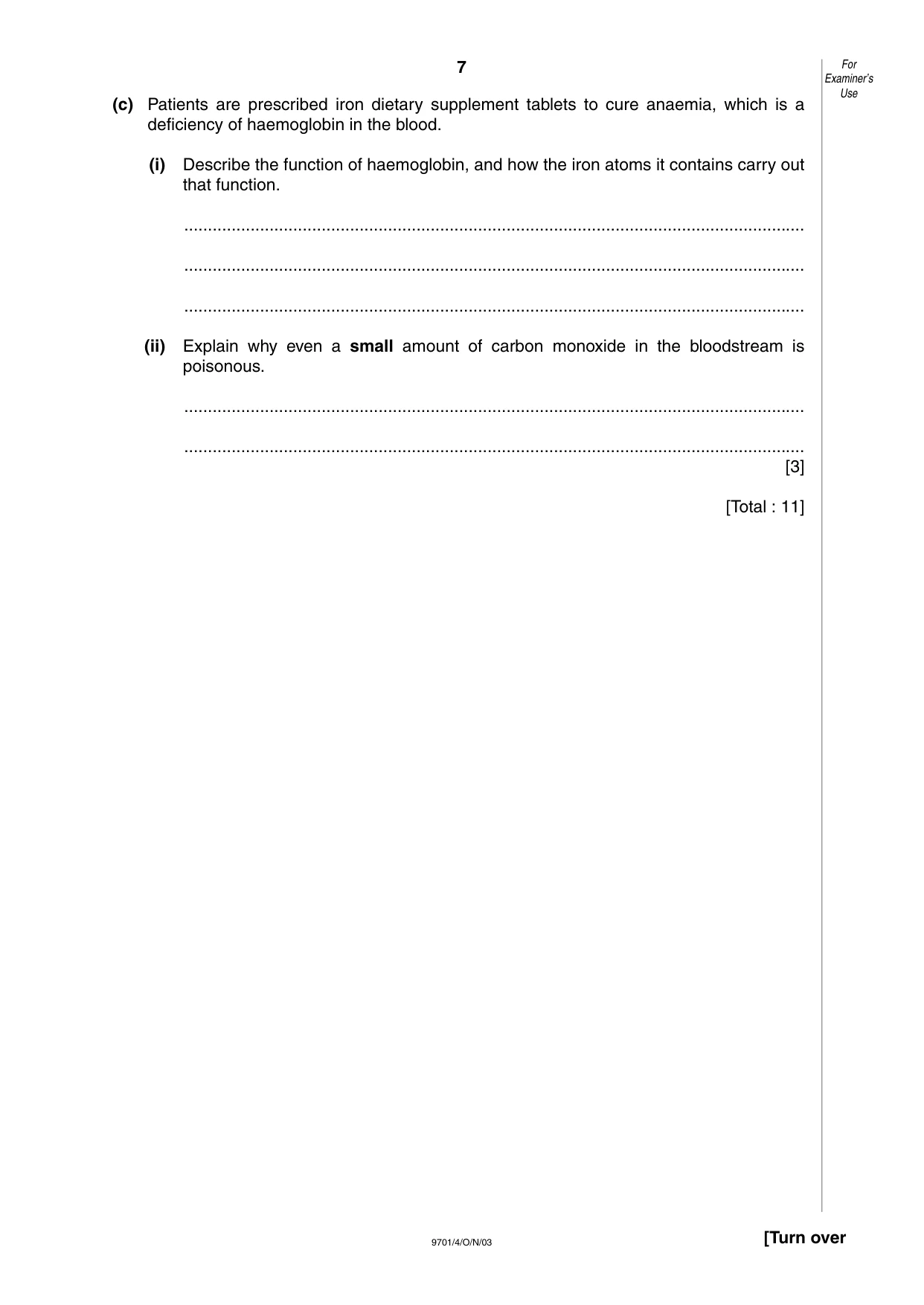 Cambridge A Level Chemistry 9701 2003 Oct/Nov Paper 4 · Variant 1 question paper, page 7 of 12