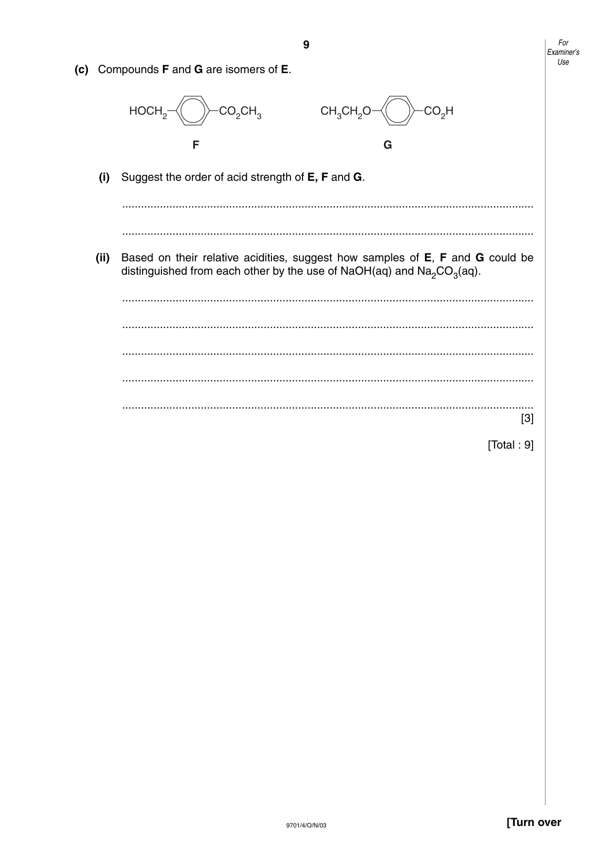 Cambridge A Level Chemistry 9701 2003 Oct/Nov Paper 4 · Variant 1 question paper, page 9 of 12