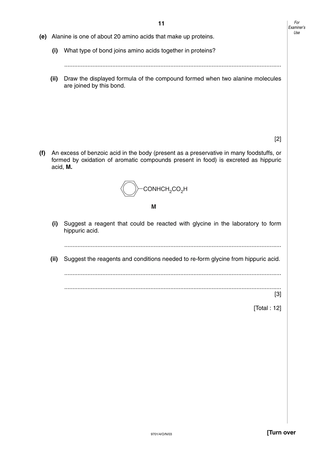 Cambridge A Level Chemistry 9701 2003 Oct/Nov Paper 4 · Variant 1 question paper, page 11 of 12