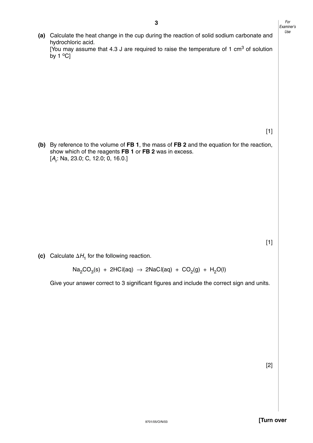Cambridge A Level Chemistry 9701 2003 Oct/Nov Paper 5 · Variant 1 question paper, page 3 of 12