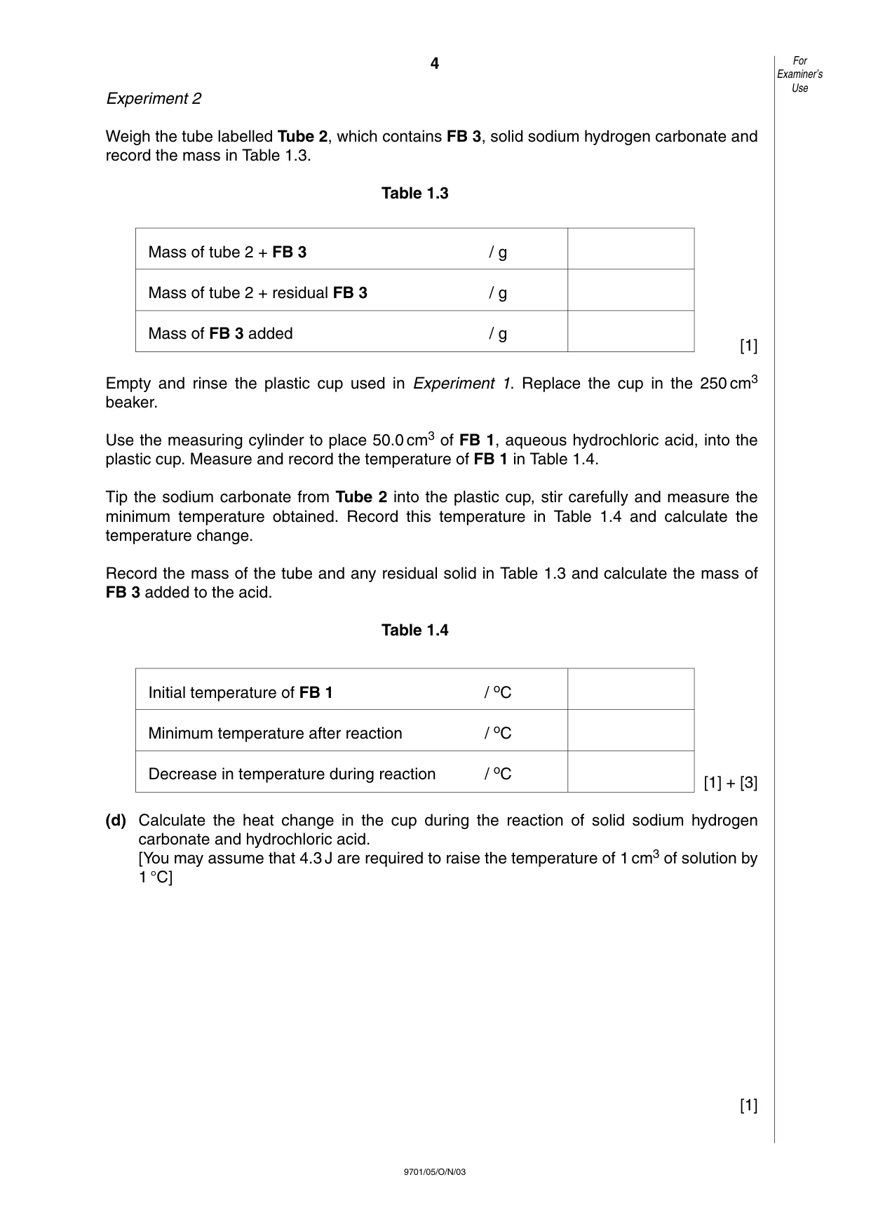 Cambridge A Level Chemistry 9701 2003 Oct/Nov Paper 5 · Variant 1 question paper, page 4 of 12