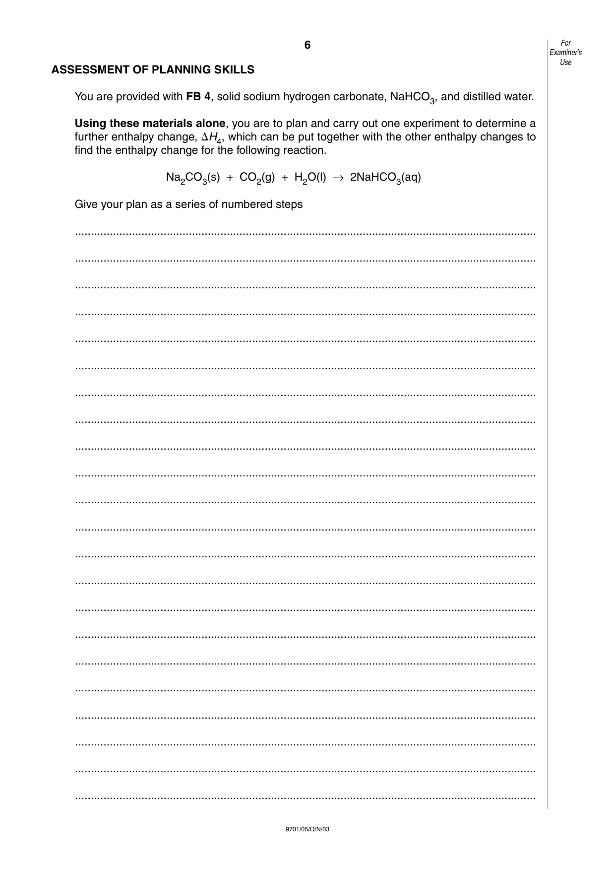 Cambridge A Level Chemistry 9701 2003 Oct/Nov Paper 5 · Variant 1 question paper, page 6 of 12