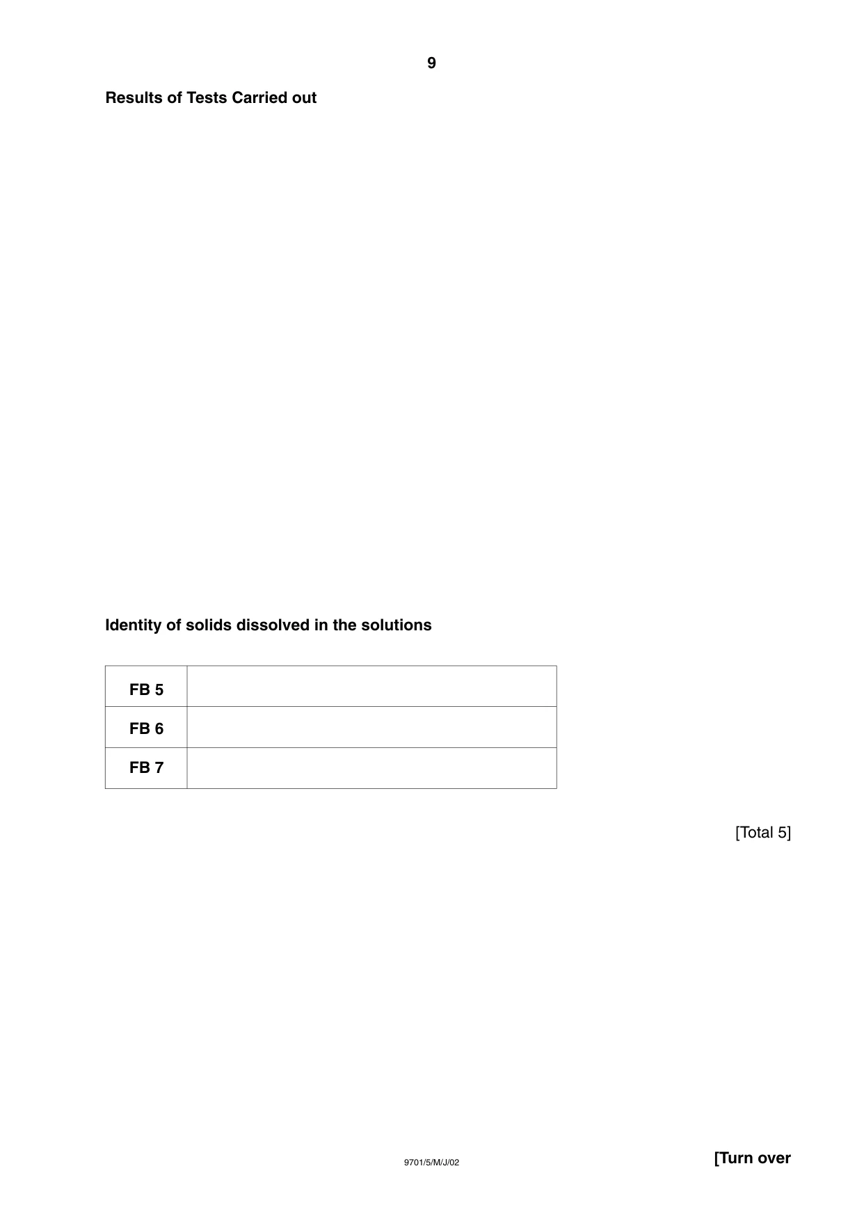 Cambridge A Level Chemistry 9701 2003 Oct/Nov Paper 5 · Variant 1 question paper, page 9 of 12