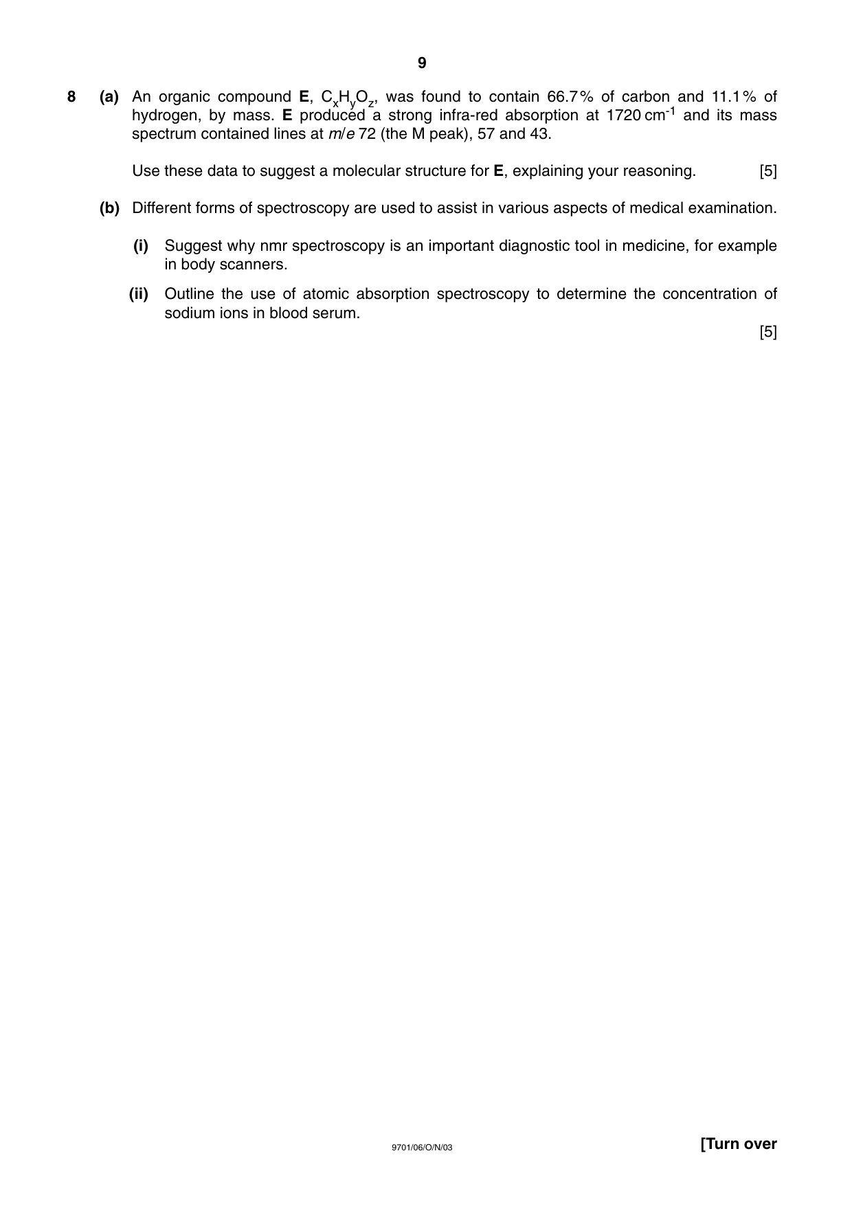 Cambridge A Level Chemistry 9701 2003 Oct/Nov Paper 6 · Variant 1 question paper, page 9 of 12