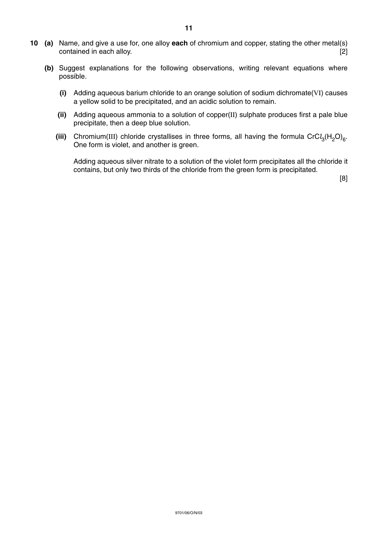 Cambridge A Level Chemistry 9701 2003 Oct/Nov Paper 6 · Variant 1 question paper, page 11 of 12