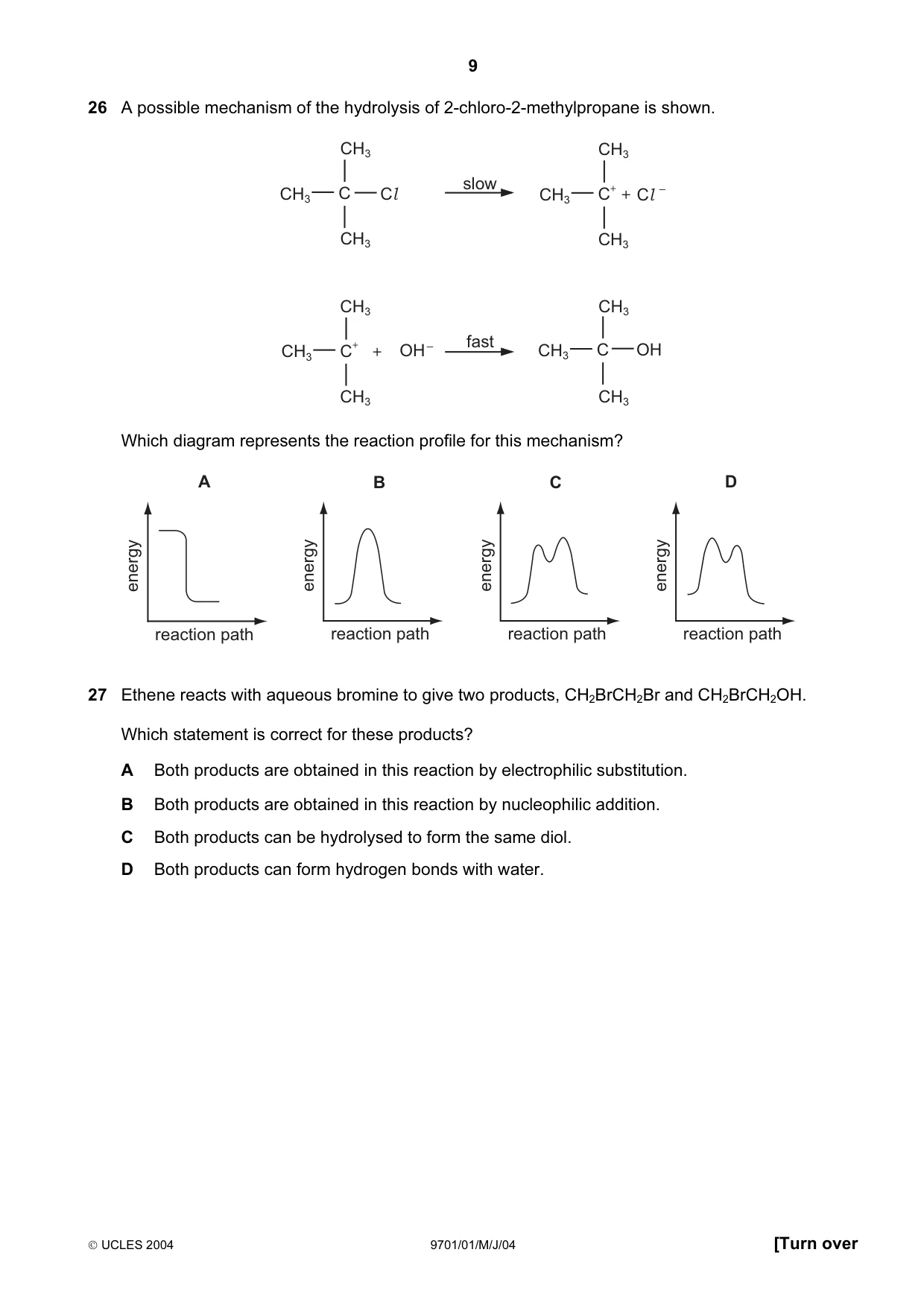 Cambridge A Level Chemistry 9701 2004 May/June Paper 1 · Variant 1 question paper, page 9 of 16