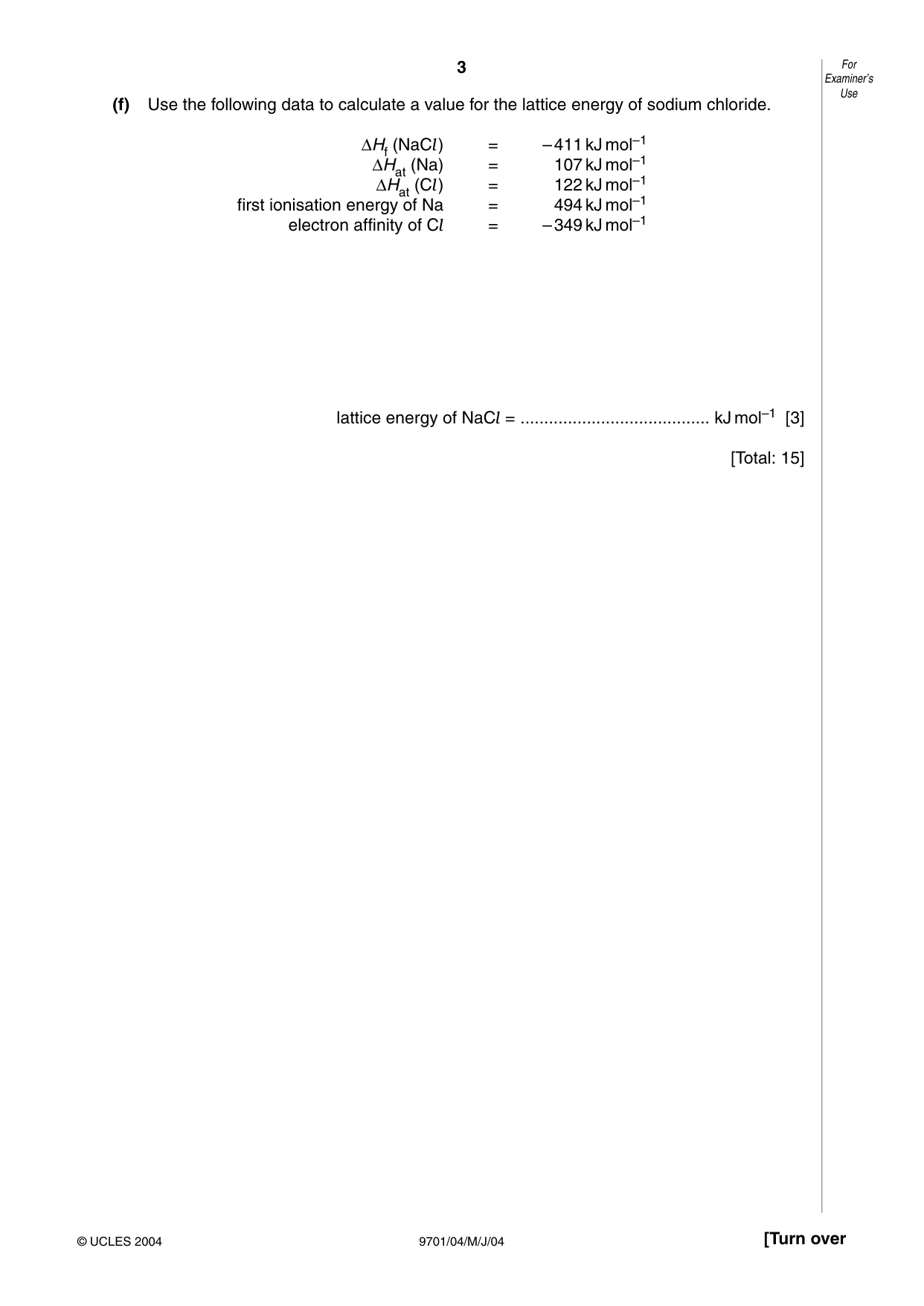 Cambridge A Level Chemistry 9701 2004 May/June Paper 4 · Variant 1 question paper, page 3 of 12