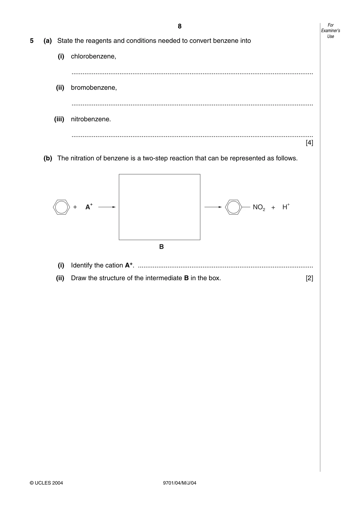 Cambridge A Level Chemistry 9701 2004 May/June Paper 4 · Variant 1 question paper, page 8 of 12