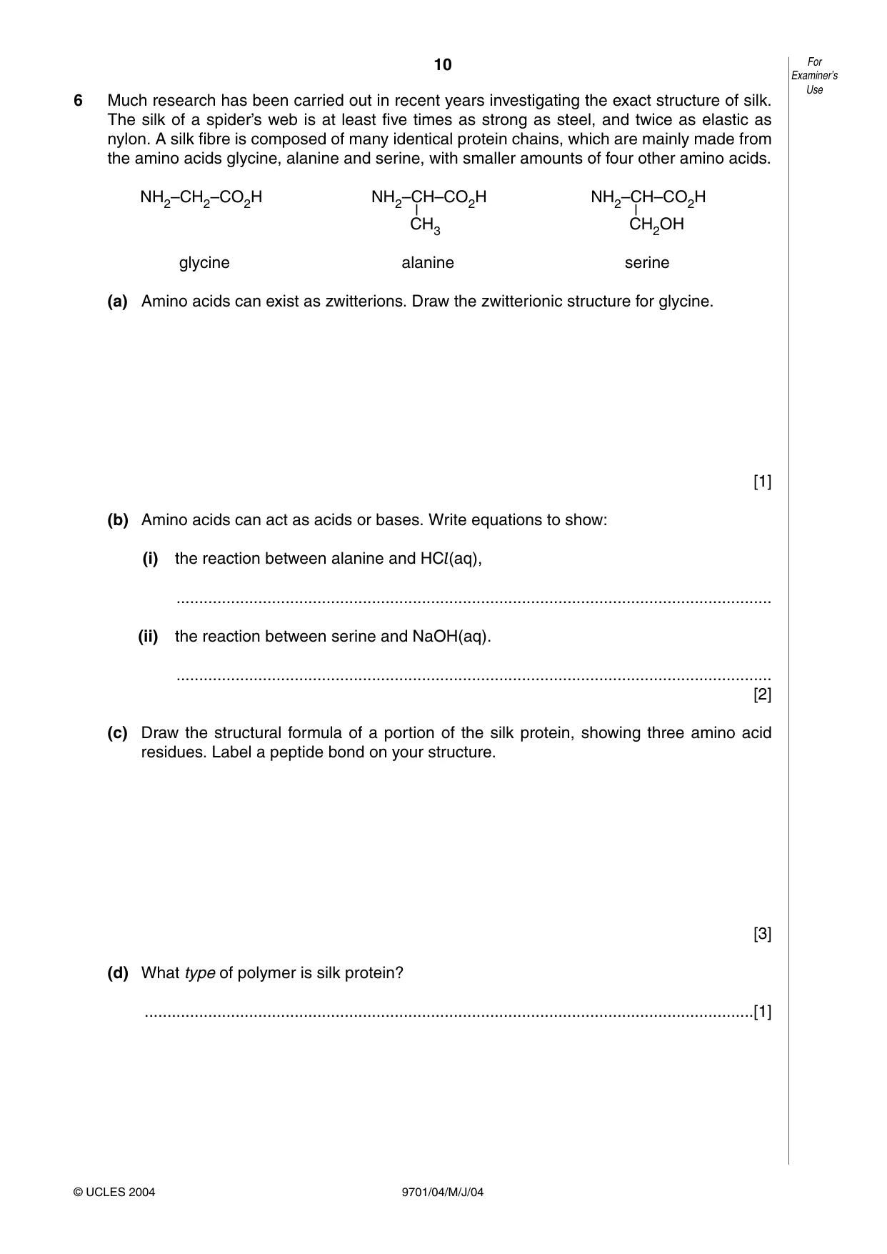 Cambridge A Level Chemistry 9701 2004 May/June Paper 4 · Variant 1 question paper, page 10 of 12