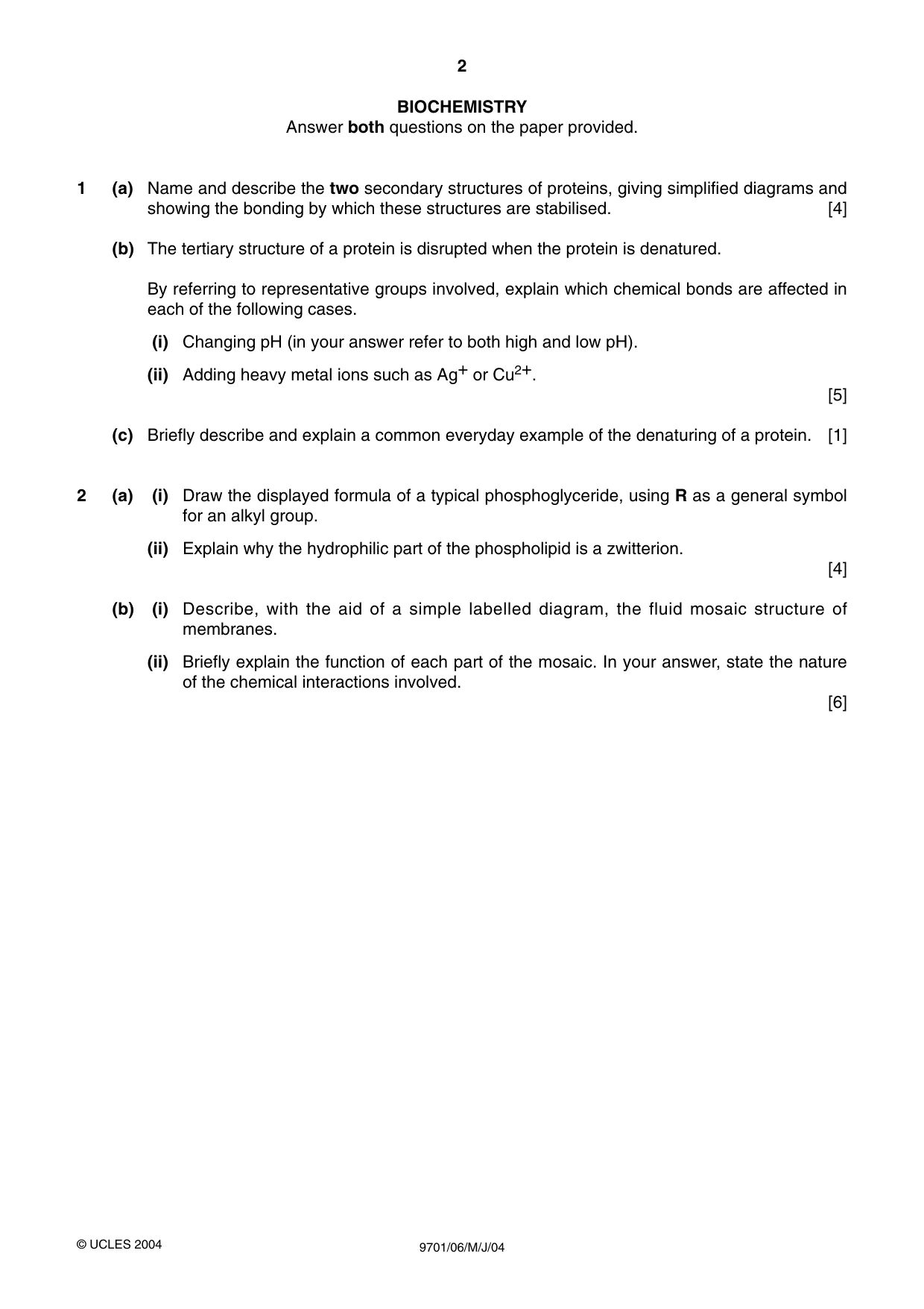 Cambridge A Level Chemistry 9701 2004 May/June Paper 6 · Variant 1 question paper, page 2 of 12