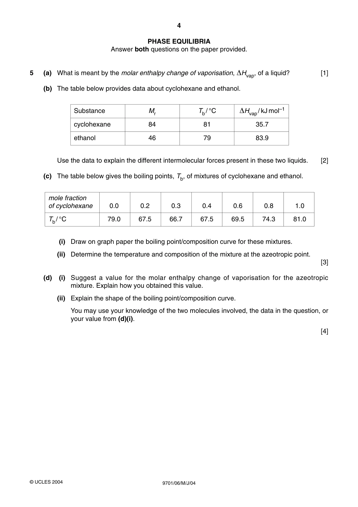 Cambridge A Level Chemistry 9701 2004 May/June Paper 6 · Variant 1 question paper, page 4 of 12