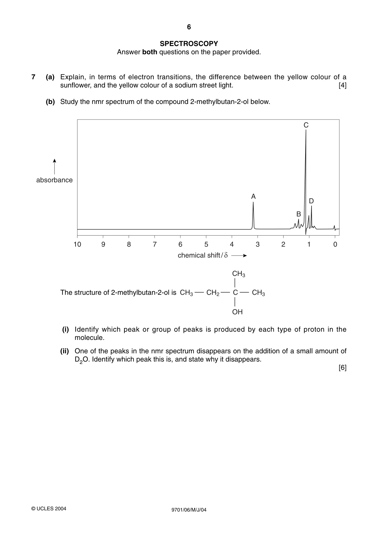 Cambridge A Level Chemistry 9701 2004 May/June Paper 6 · Variant 1 question paper, page 6 of 12