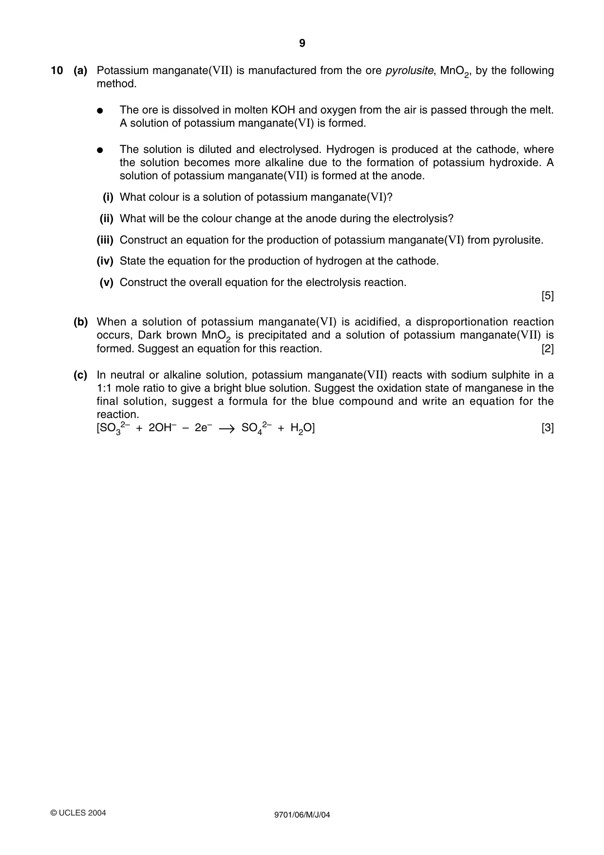 Cambridge A Level Chemistry 9701 2004 May/June Paper 6 · Variant 1 question paper, page 9 of 12